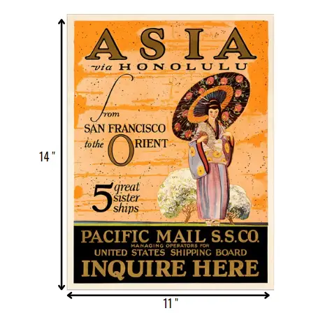 Asia via Honolulu Vintage Travel Unframed Print Wall Art - Image 6