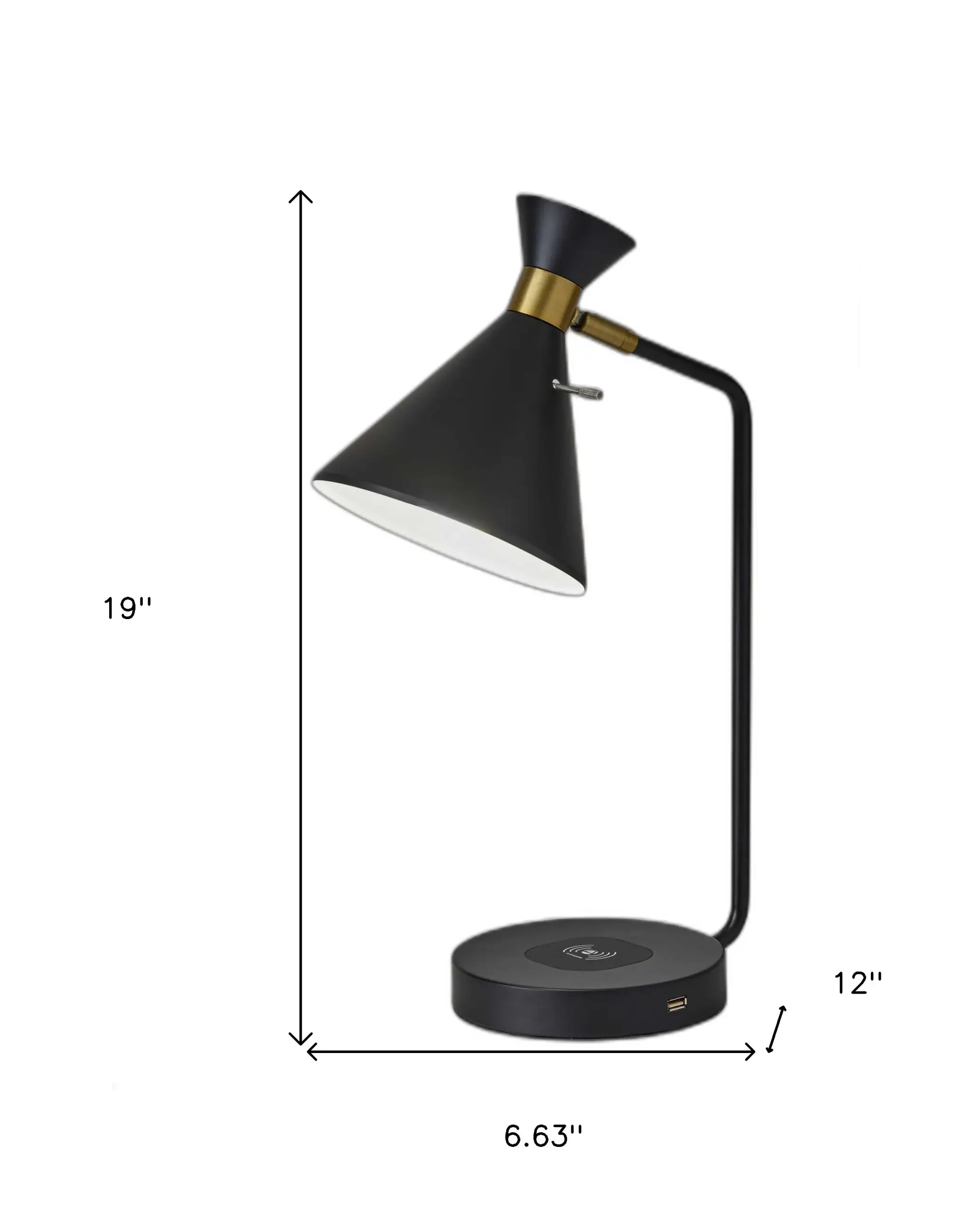Asymmetrical Diabolo Black Metal Desk Lamp - Image 7