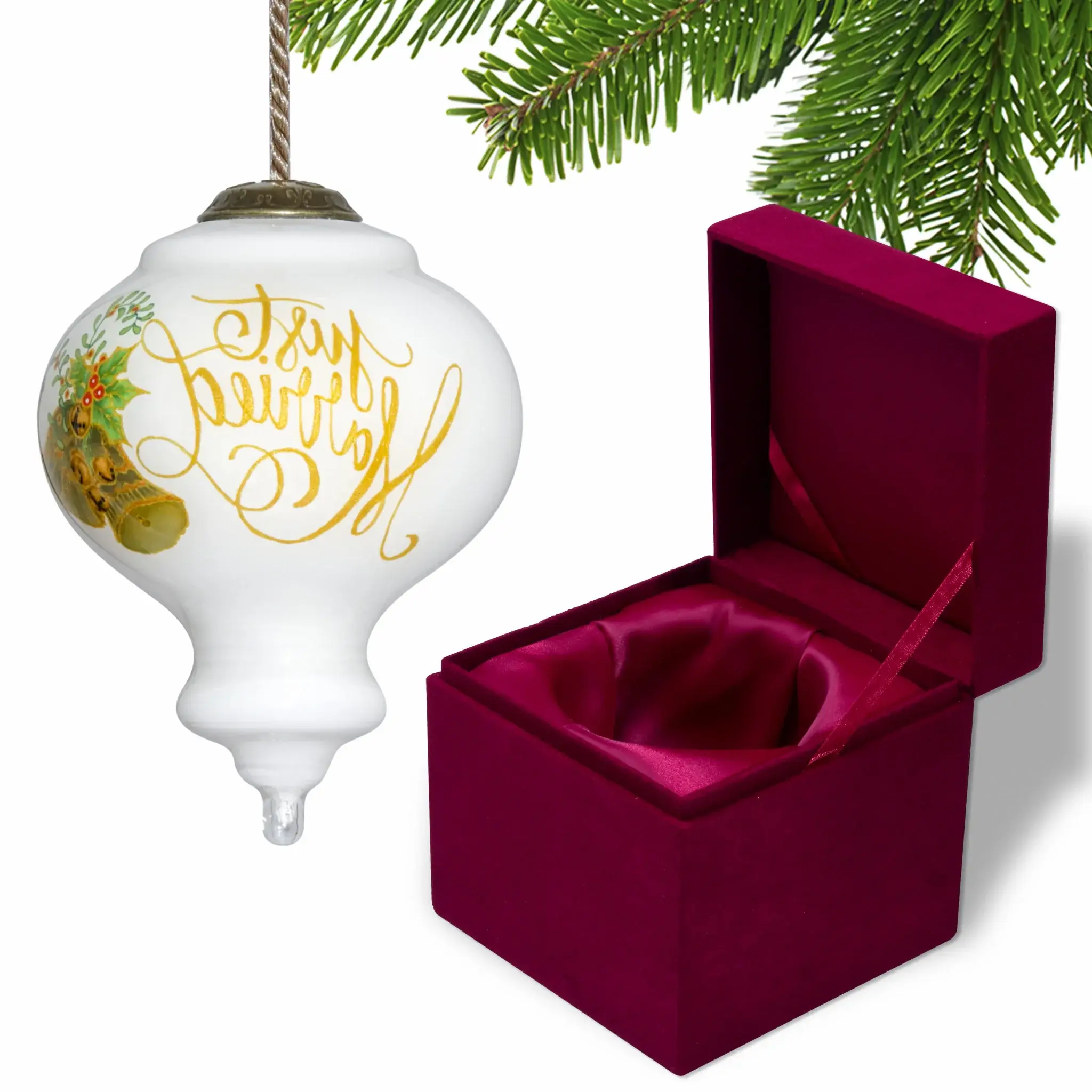 Authentic Just Married  Hand Painted Mouth Blown Glass Ornament - Image 2