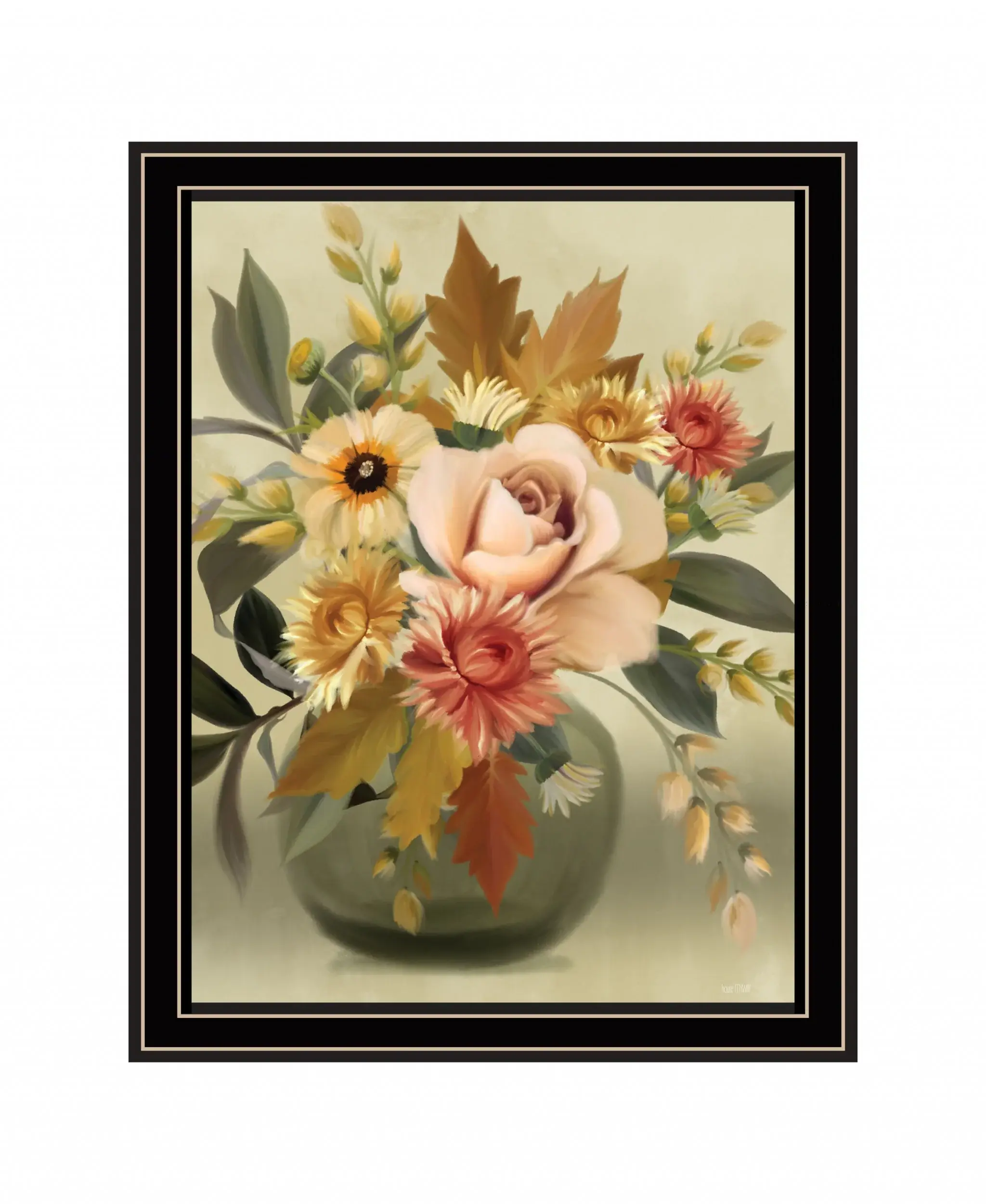 Autumn Bouquet 1 Black Framed Print Wall Art - Image 2