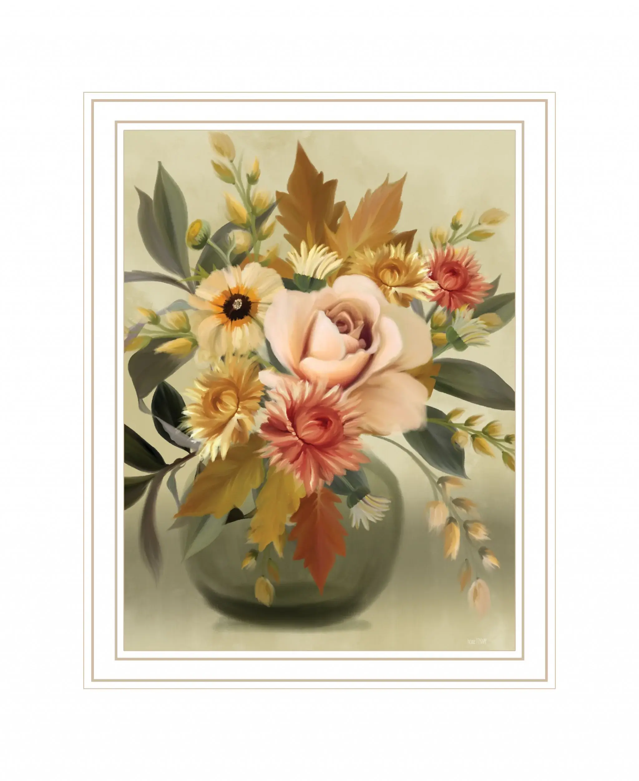 Autumn Bouquet 2 White Framed Print Wall Art - Image 2
