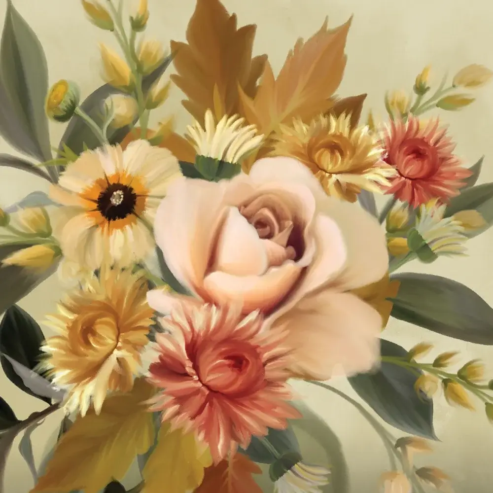 Autumn Bouquet 2 White Framed Print Wall Art - Image 3