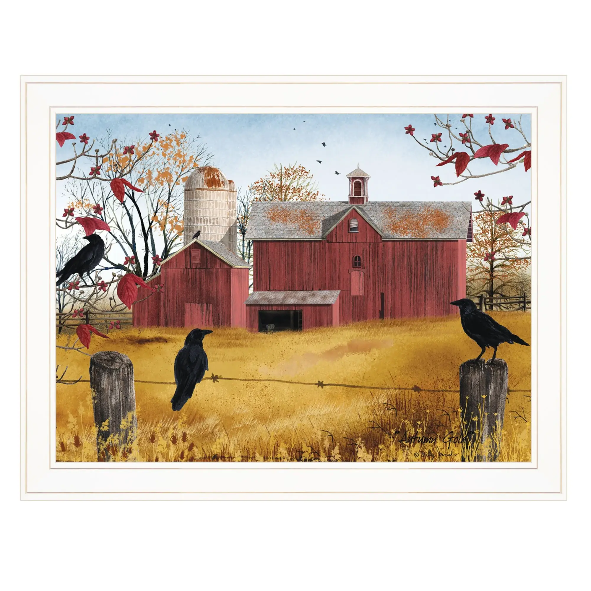 Autumn Gold 6 White Framed Print Wall Art - Image 2