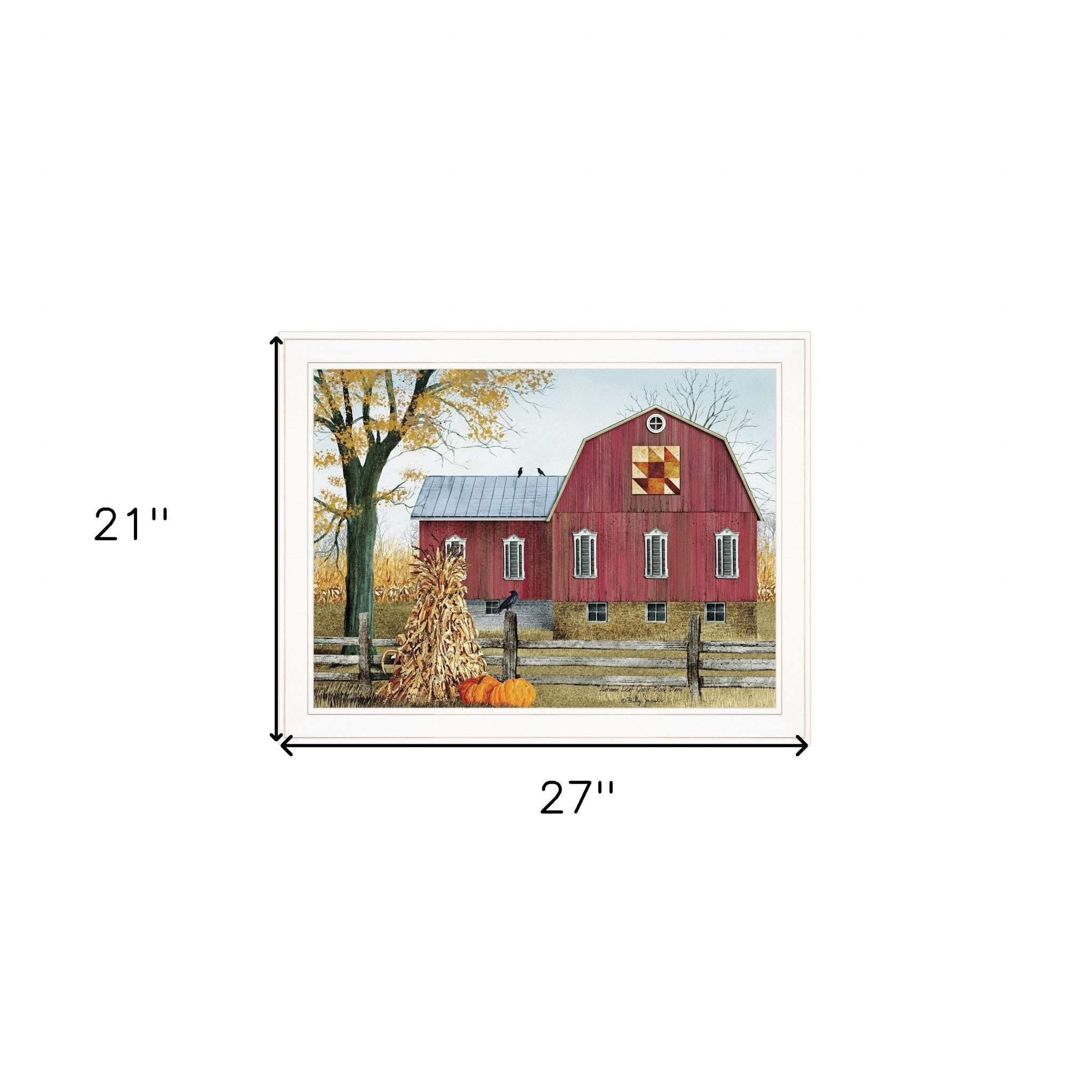 Autumn Leaf Quilt Block Barn 1 White Framed Print Wall Art - Image 4