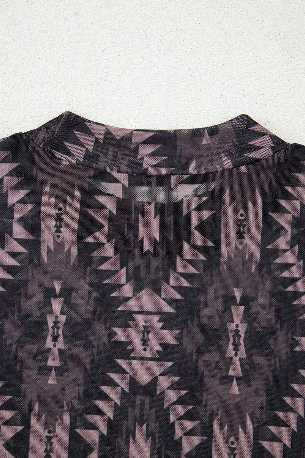 Aztec Print Mock Neck Short Sleeve Mesh T Shirt - Image 7