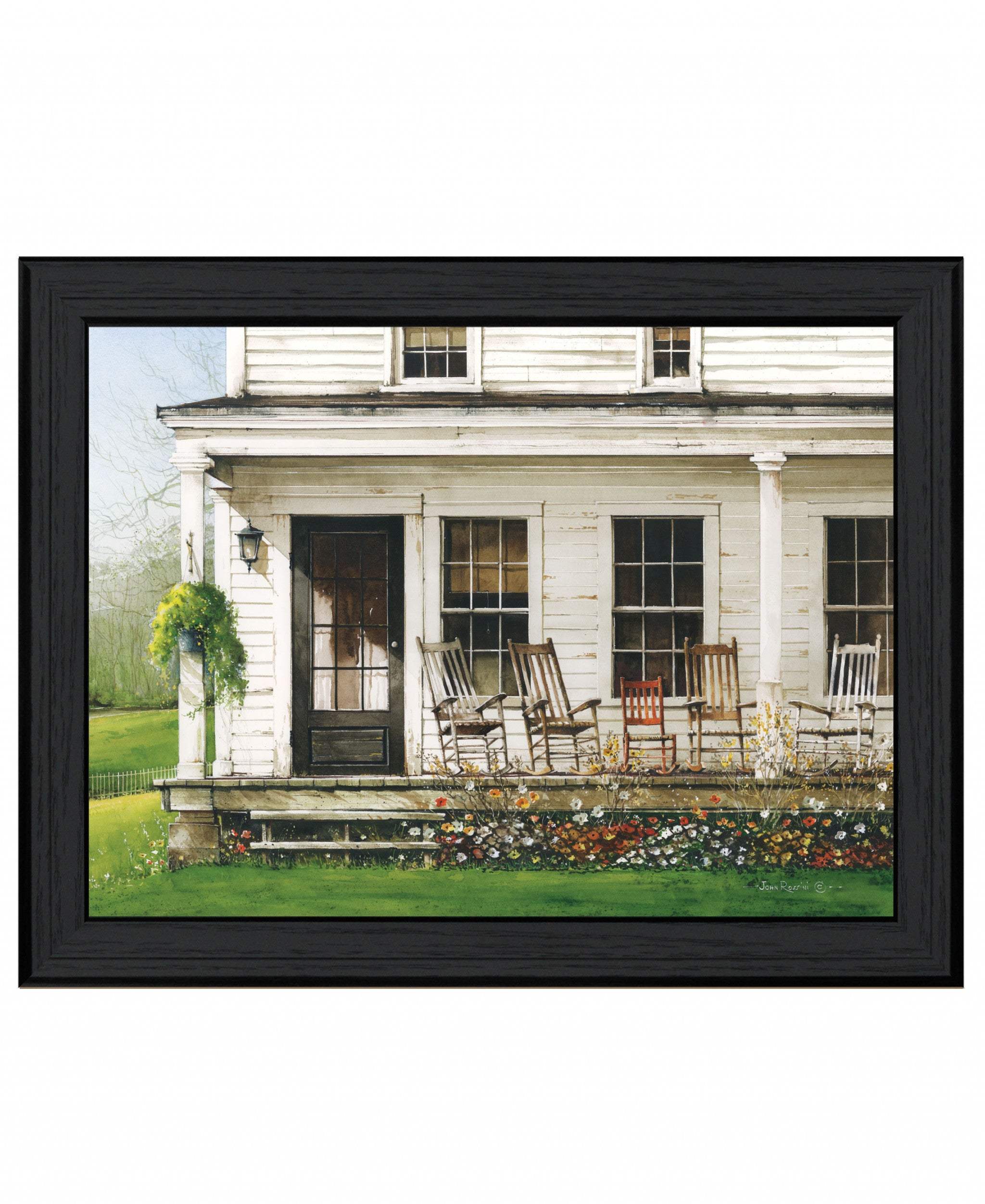 Back Porch Gathering 1 Black Framed Print Wall Art - Image 2