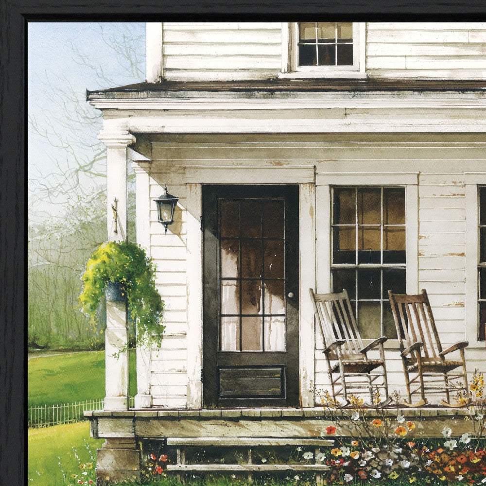 Back Porch Gathering 1 Black Framed Print Wall Art - Image 4