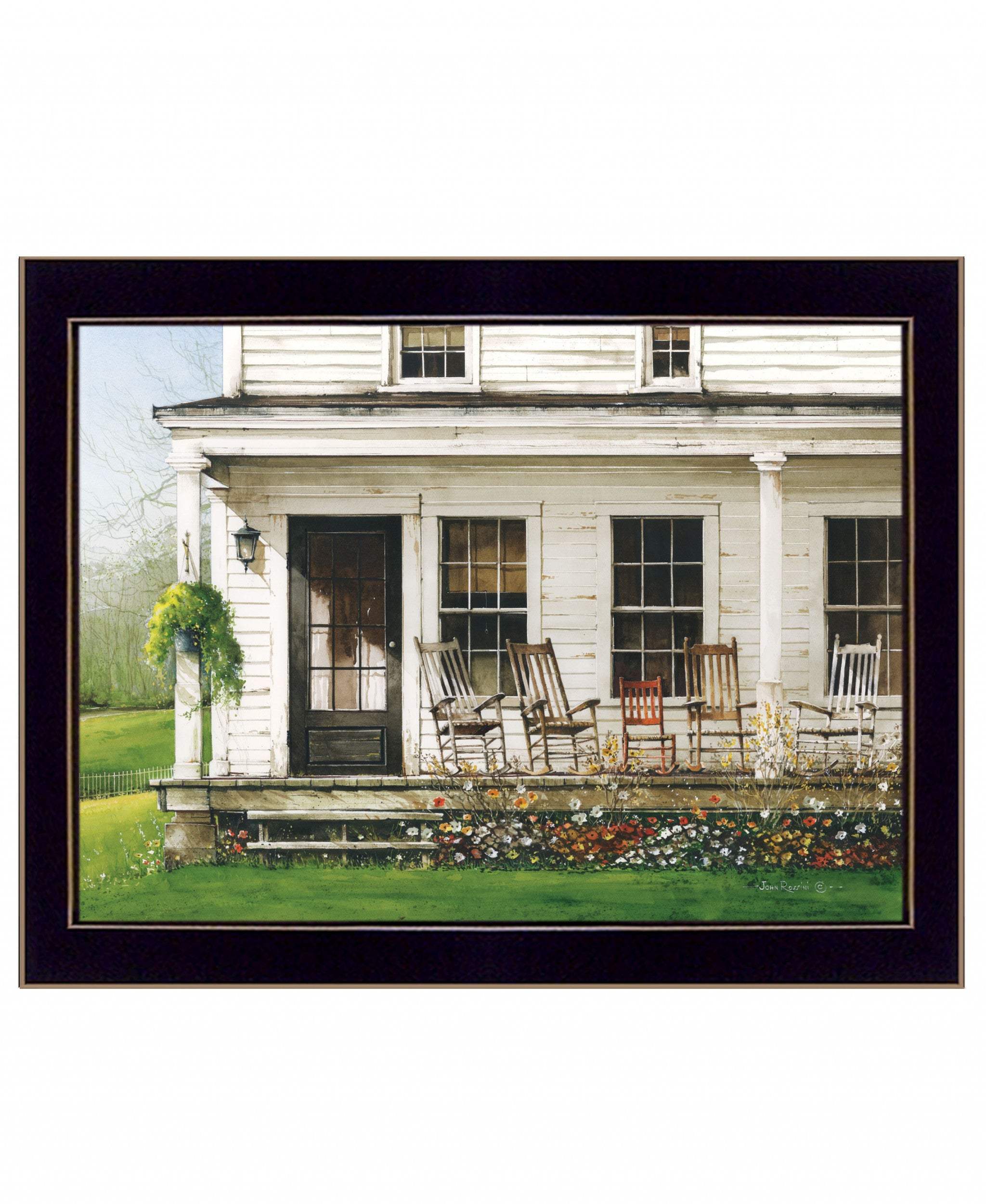 Back Porch Gathering 2 Black Framed Print Wall Art - Image 2