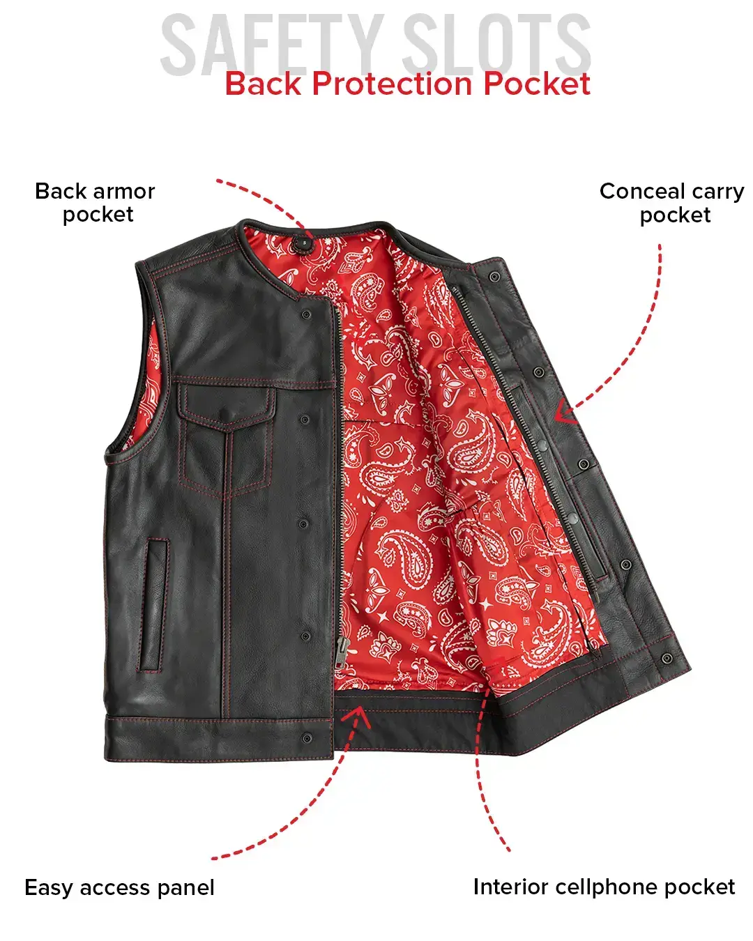 Bandit Men's Leather Motorcycle Vest - Image 17