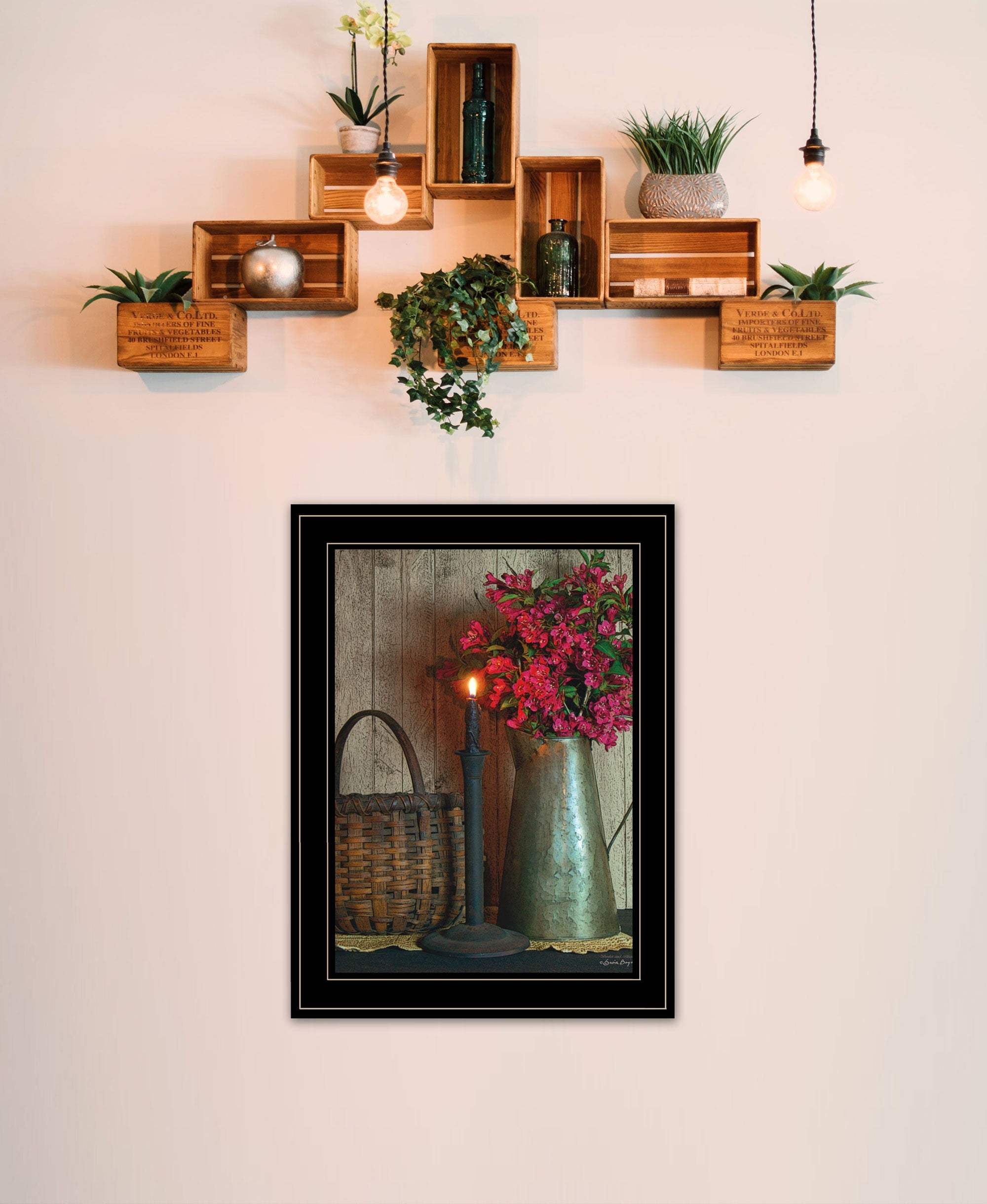 Basket and Blossoms Black Framed Print Wall Art - Image 4
