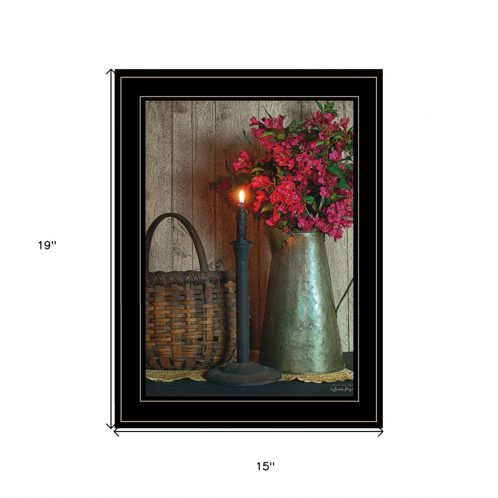 Basket and Blossoms Black Framed Print Wall Art - Image 5