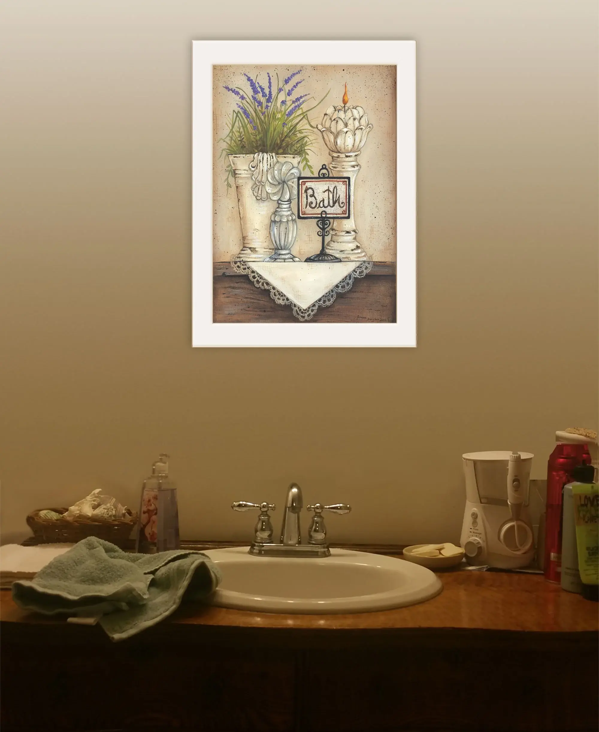 Bath 1 White Framed Print Bathroom Wall Art - Image 4