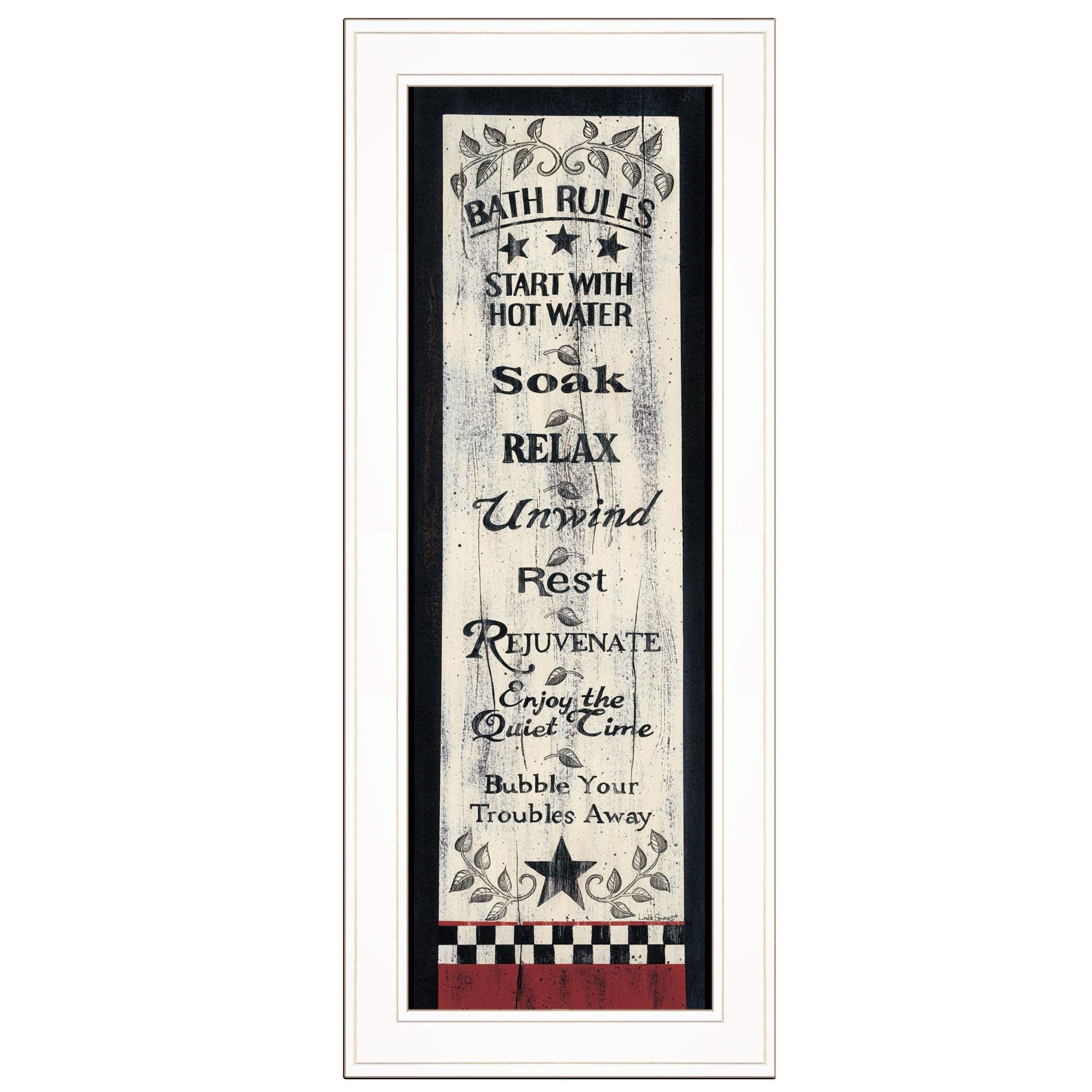 Bath Rules 4 White Framed Print Bathroom Wall Art - Image 2