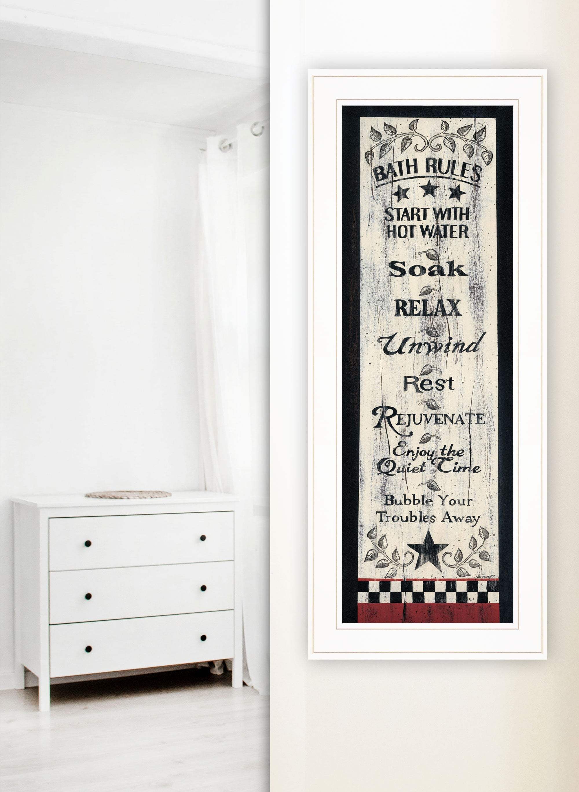 Bath Rules 4 White Framed Print Bathroom Wall Art - Image 4