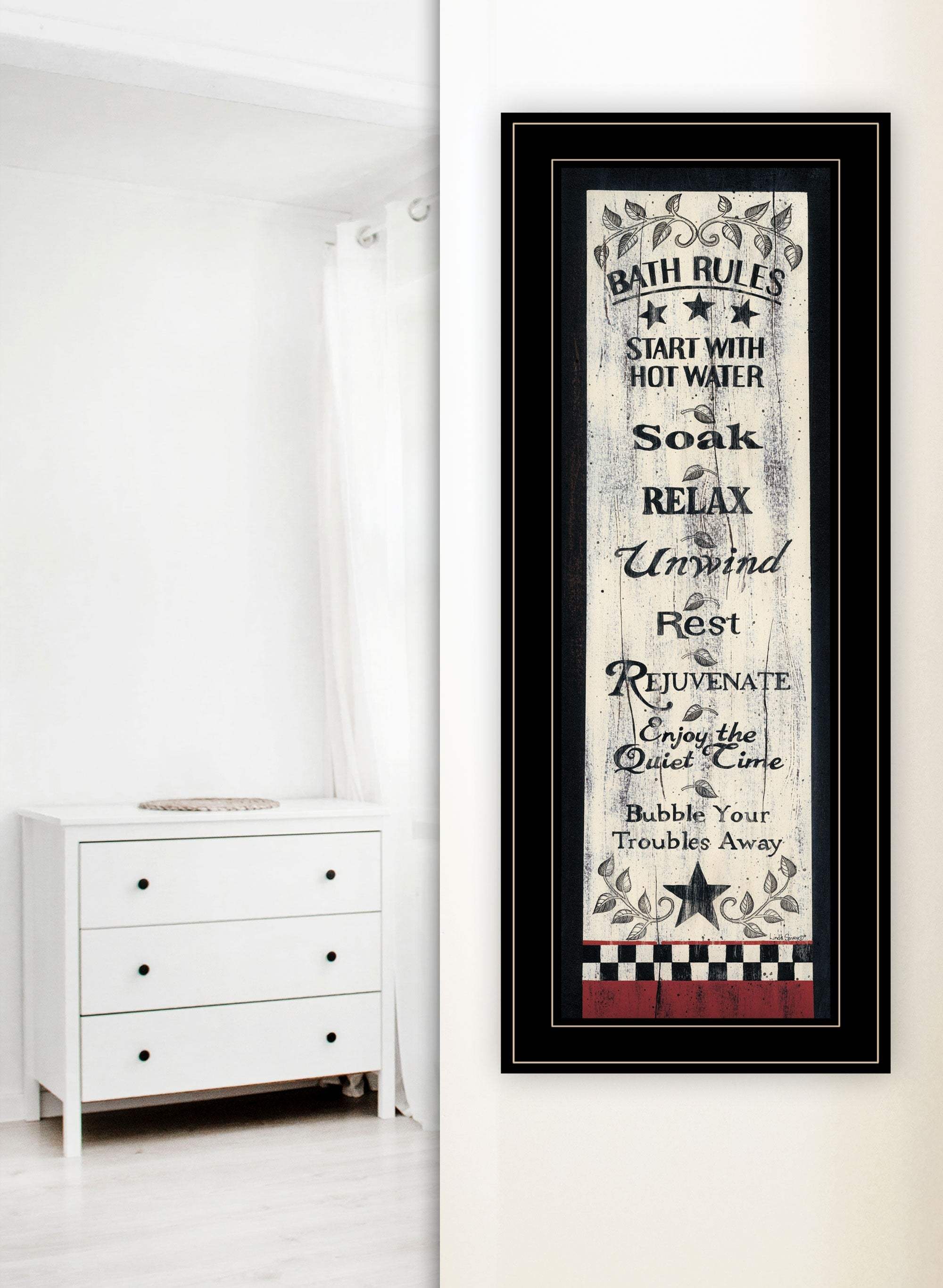 Bath Rules 5 Black Framed Print Bathroom Wall Art - Image 4