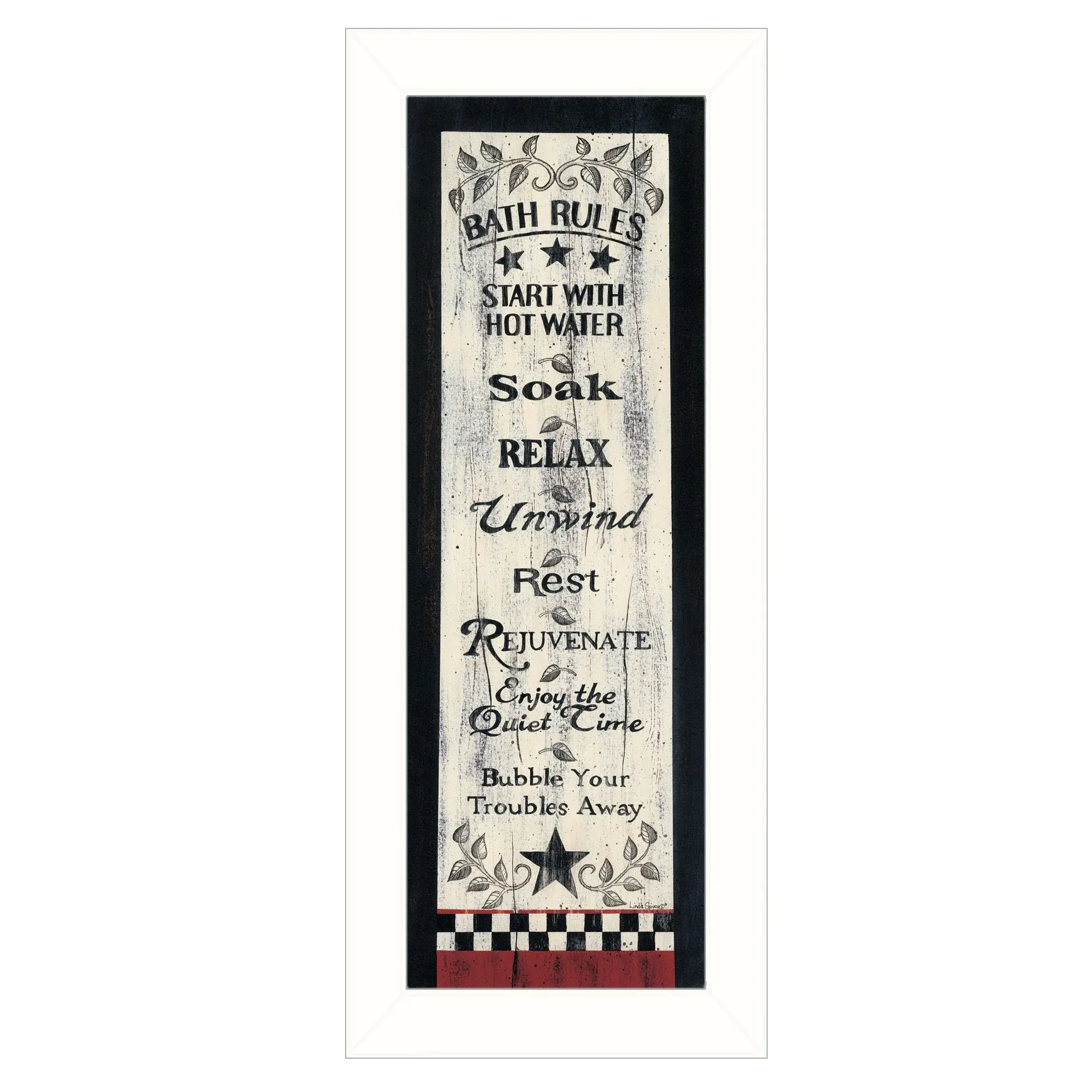 Bath Rules 7 White Framed Print Bathroom Wall Art - Image 2