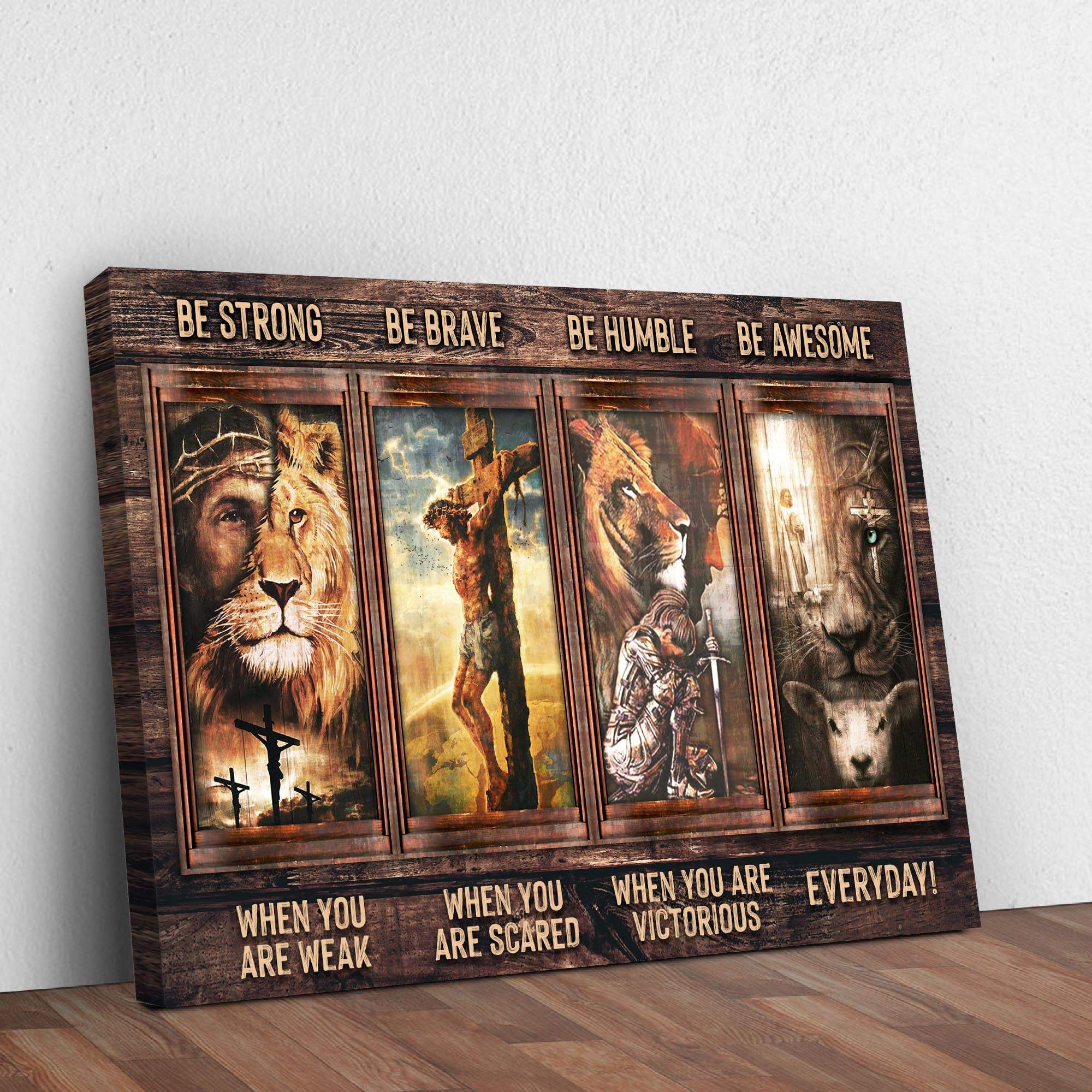 Be Strong, Be Brave, Be Humble, Be Awesome Canvas - Dynamic Christian Wall Art, Jesus Decor - Image 3