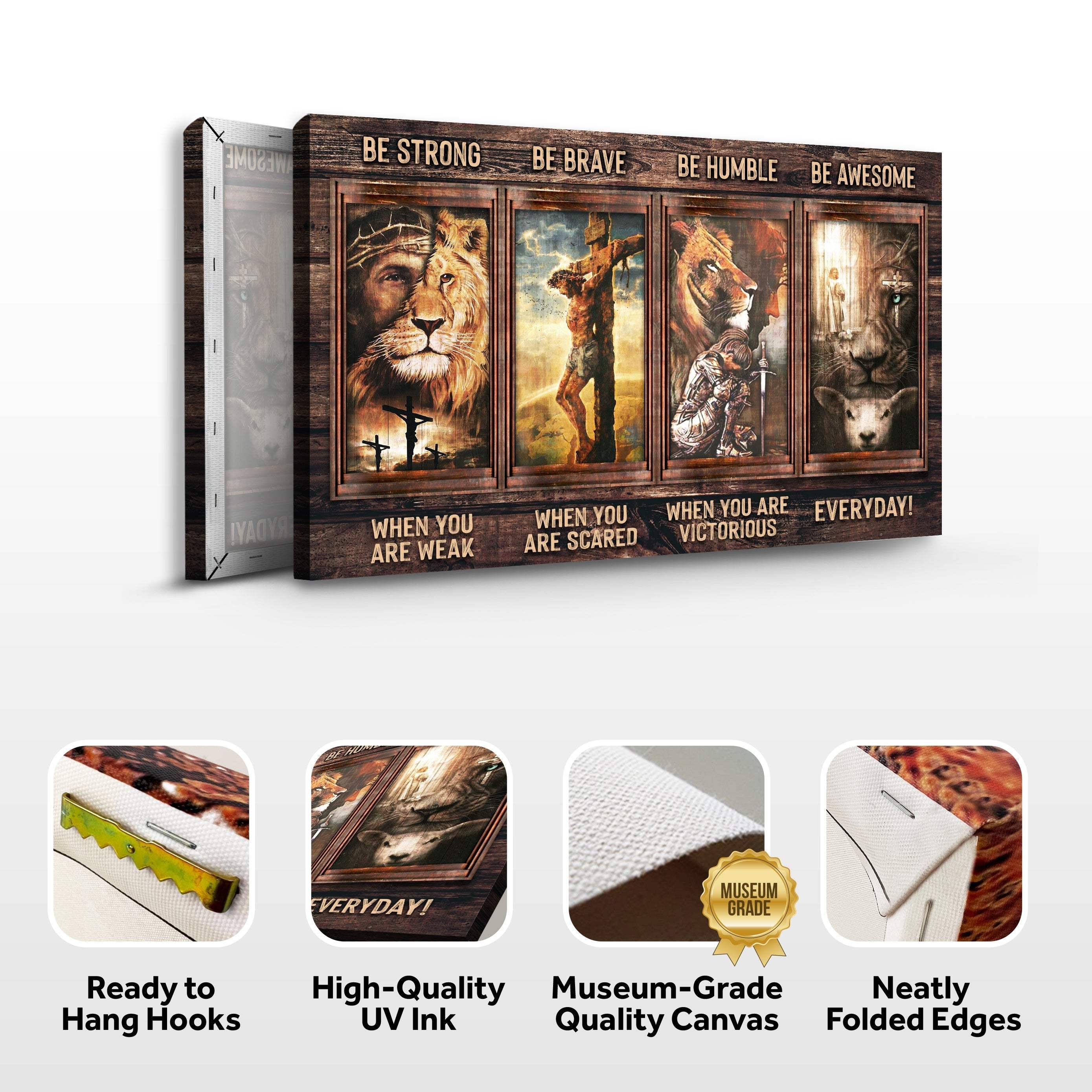 Be Strong, Be Brave, Be Humble, Be Awesome Canvas - Dynamic Christian Wall Art, Jesus Decor - Image 4