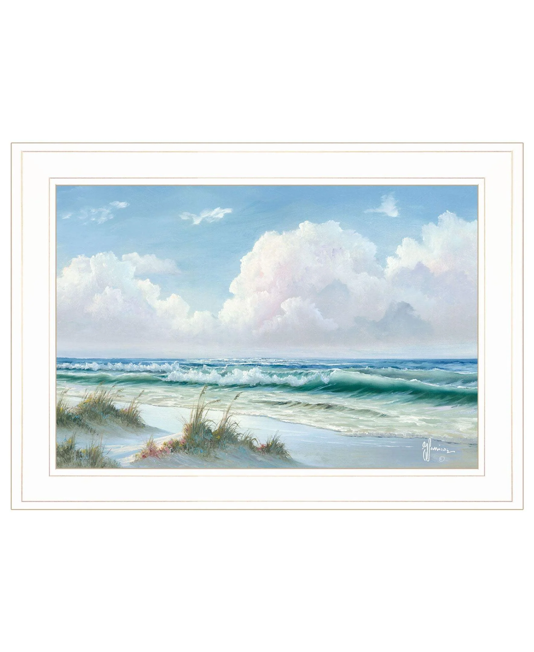 Beach 7 White Framed Print Wall Art - Image 2