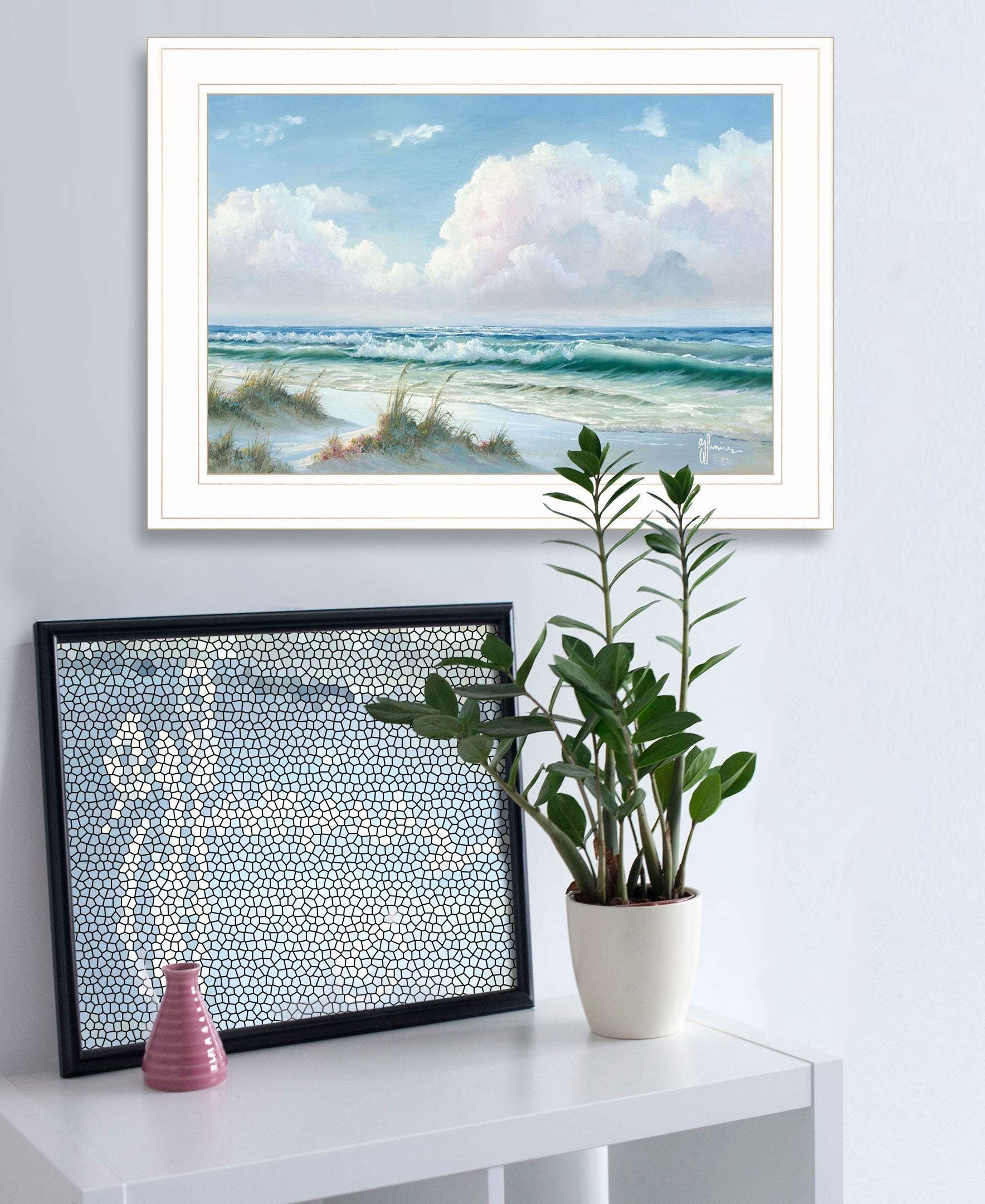 Beach 7 White Framed Print Wall Art - Image 4