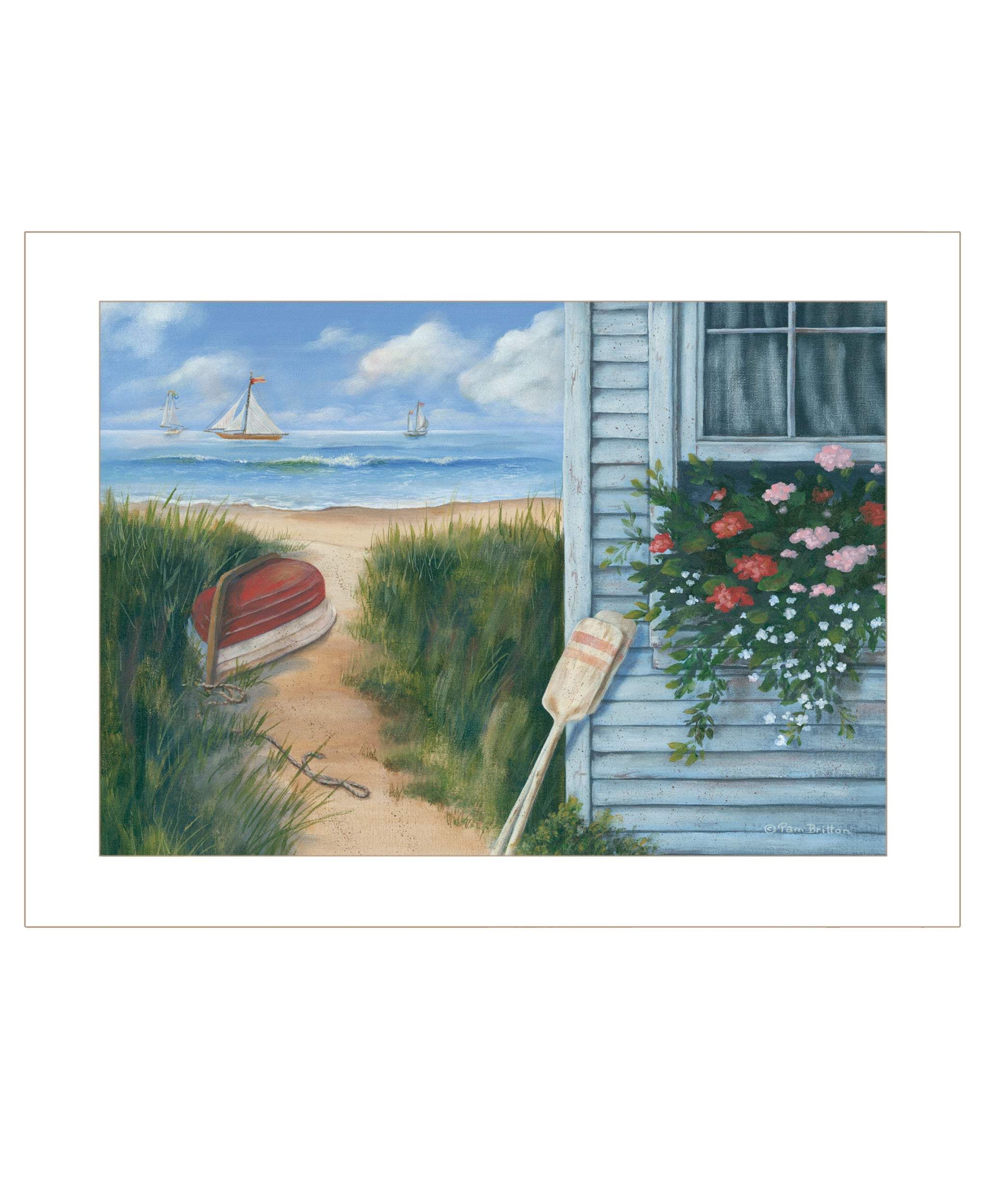 Beach Cottage 1 White Framed Print Wall Art - Image 2