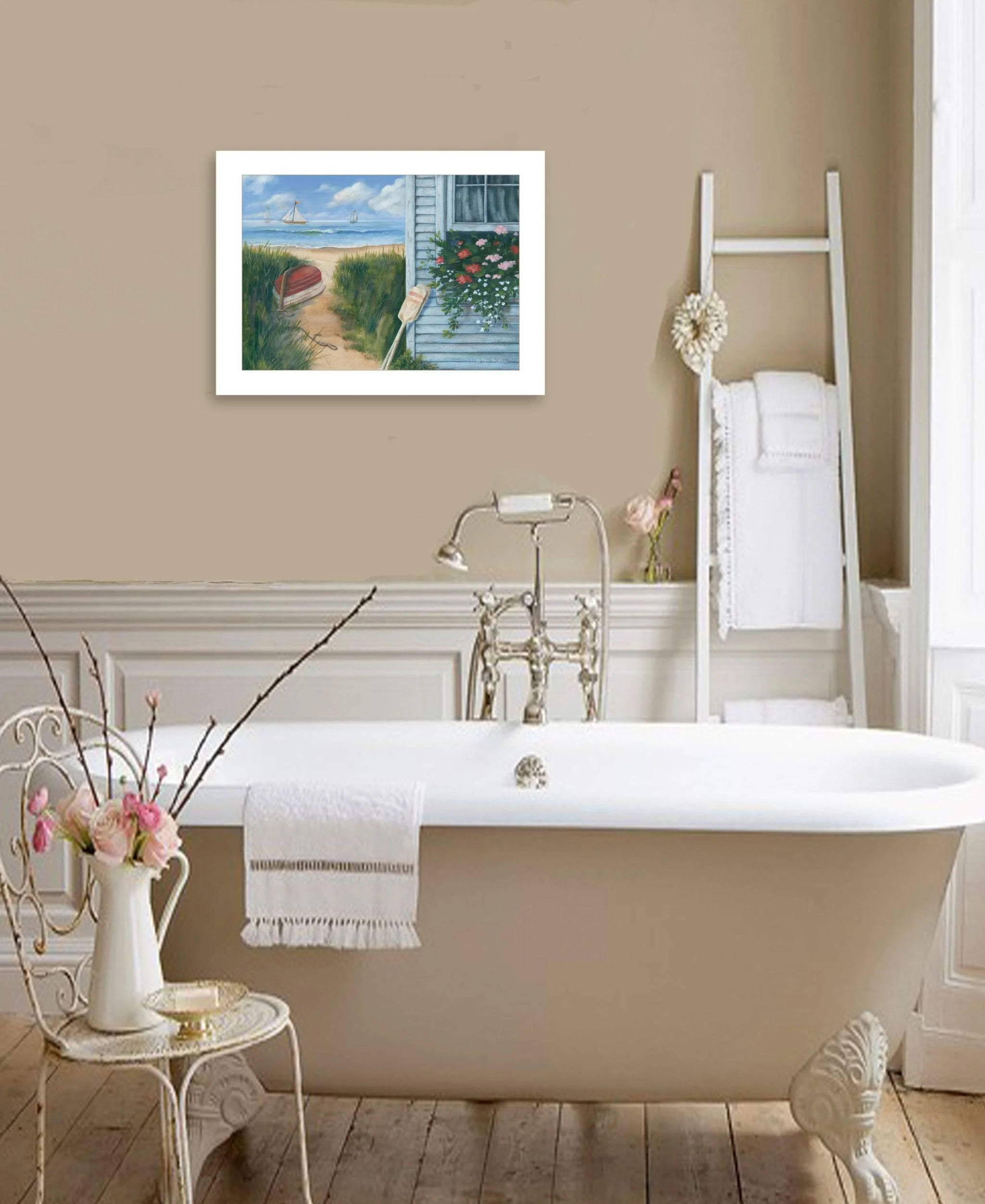 Beach Cottage 1 White Framed Print Wall Art - Image 5