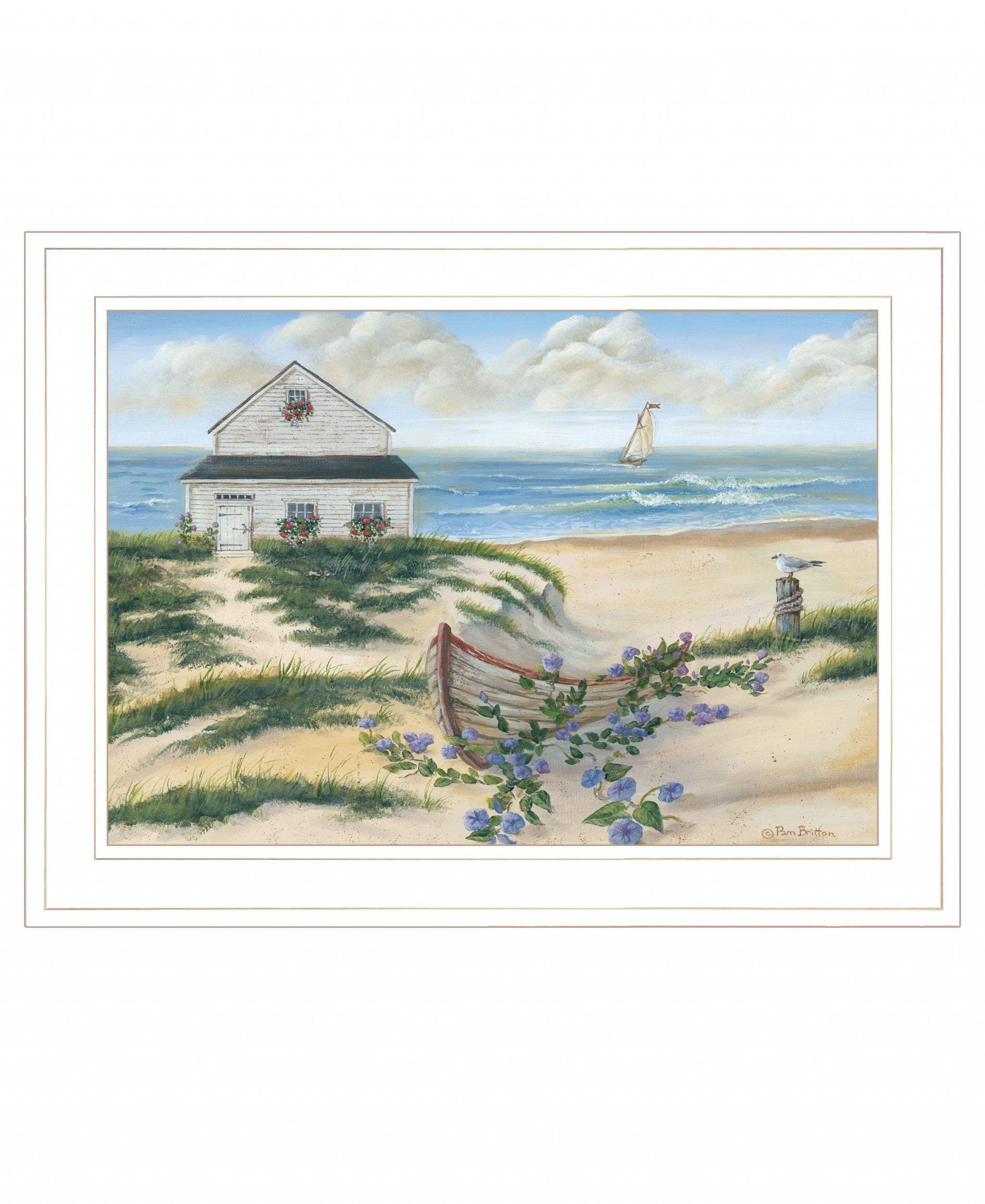 Beach Cottage II 2 White Framed Print Wall Art - Image 2