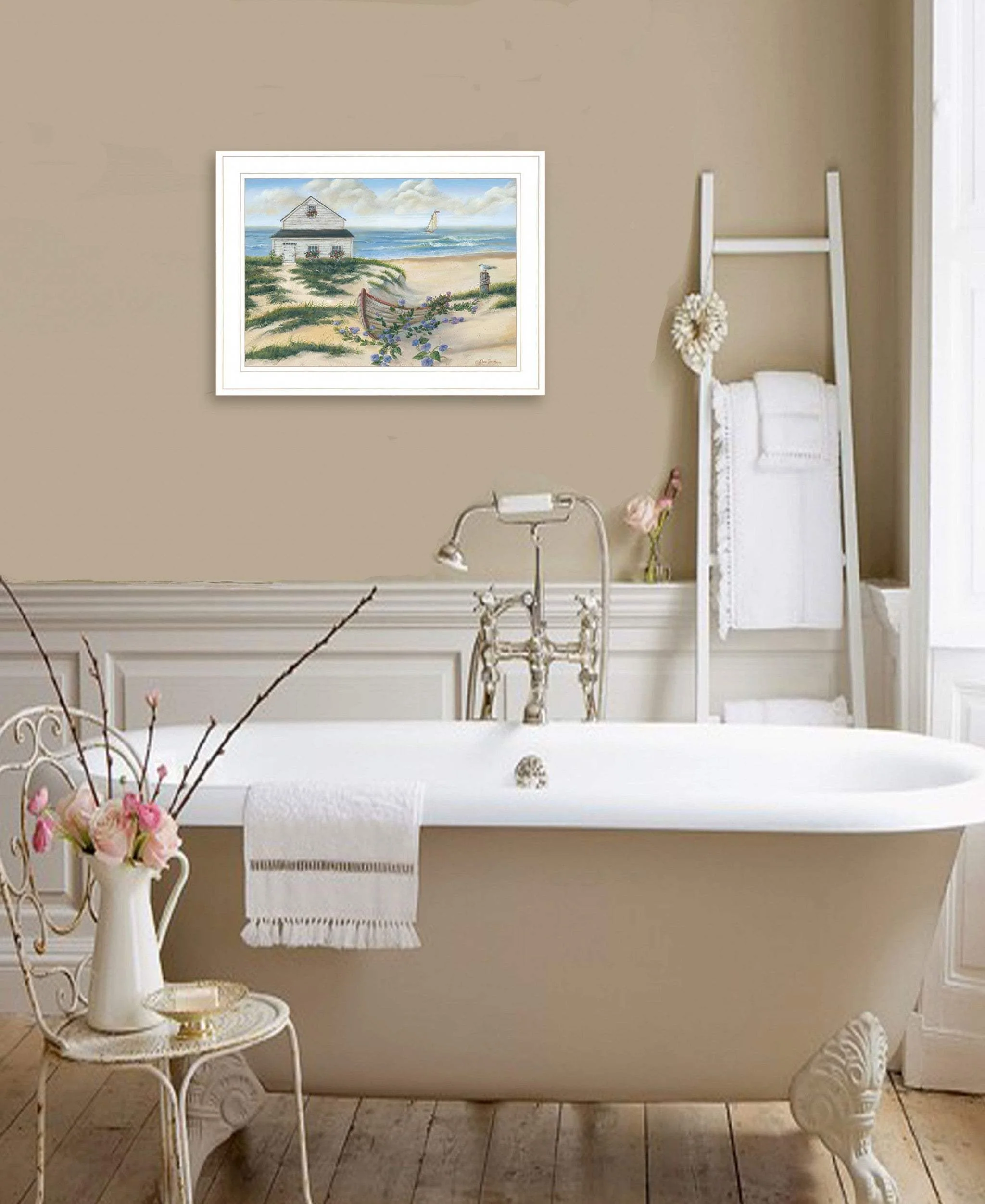 Beach Cottage II 2 White Framed Print Wall Art - Image 4