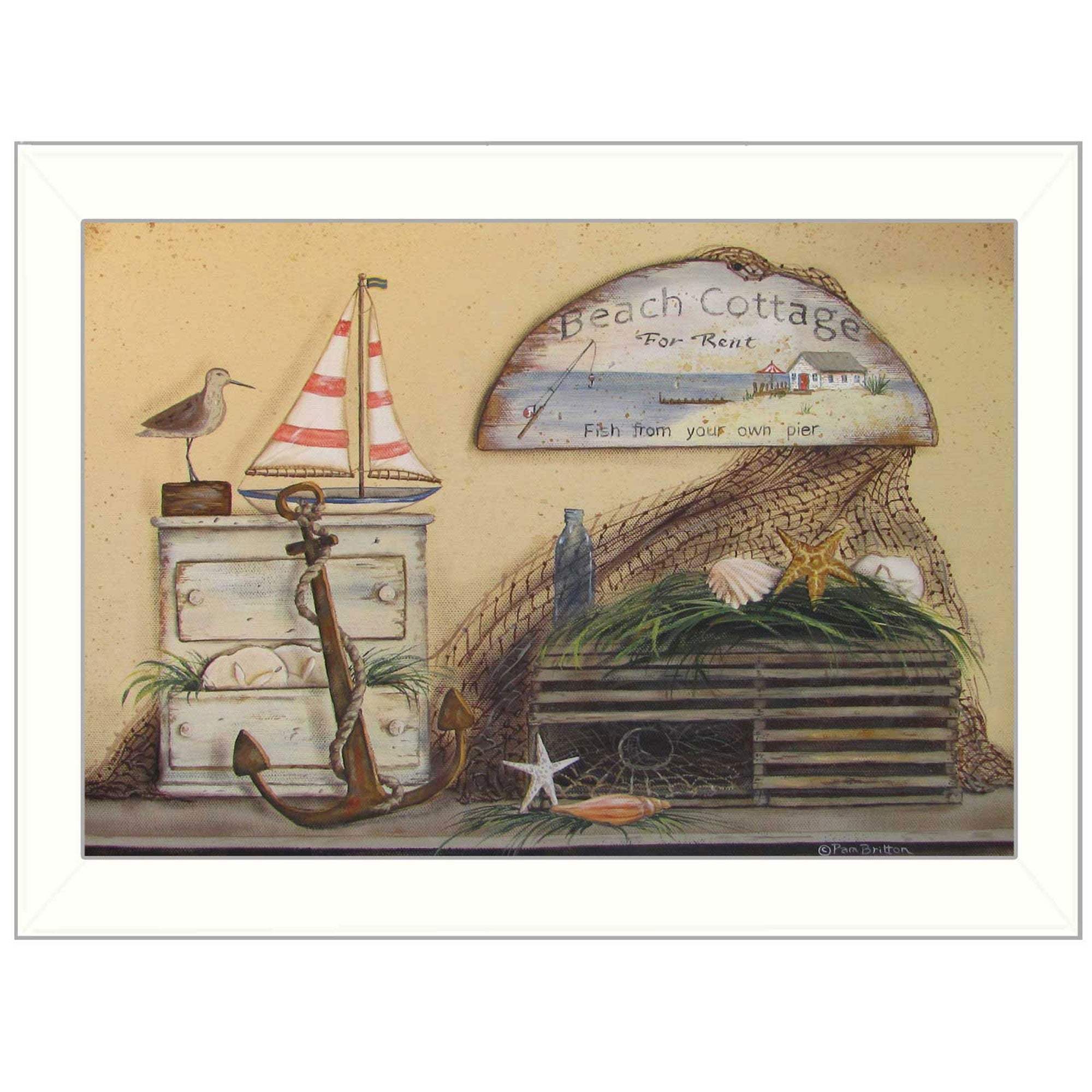 Beach Cottage White Framed Print Wall Art - Image 2