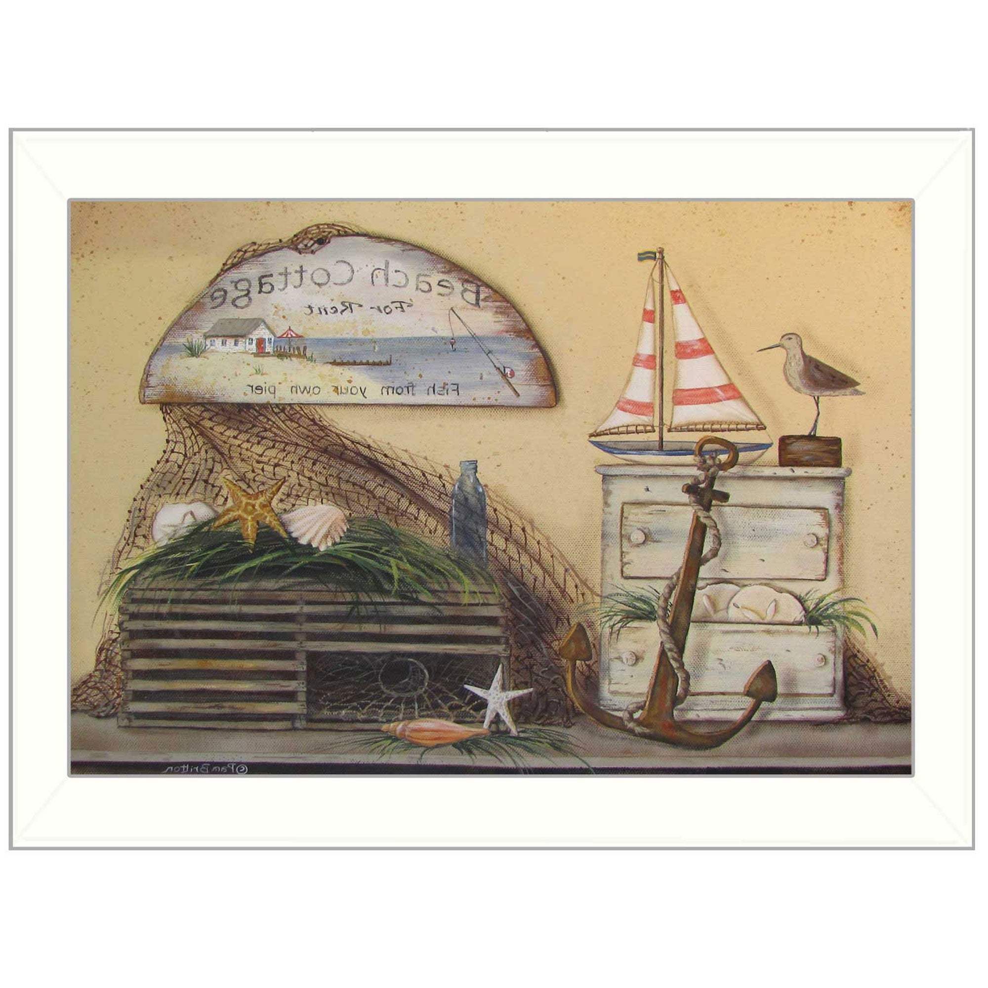 Beach Cottage White Framed Print Wall Art - Image 3