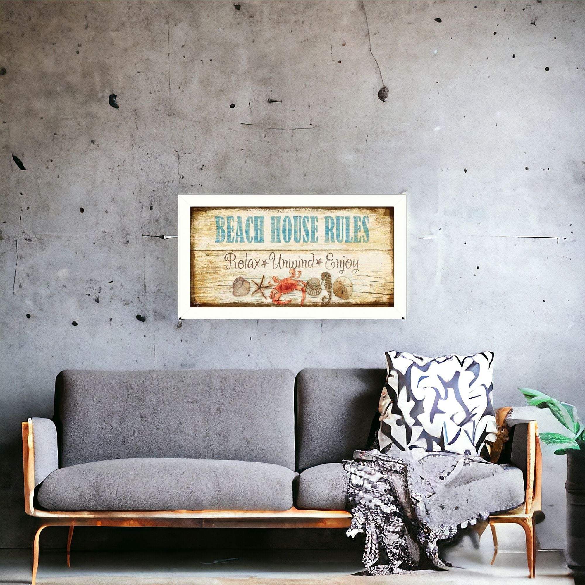 Beach House Rules White Framed Print Wall Art - Image 6