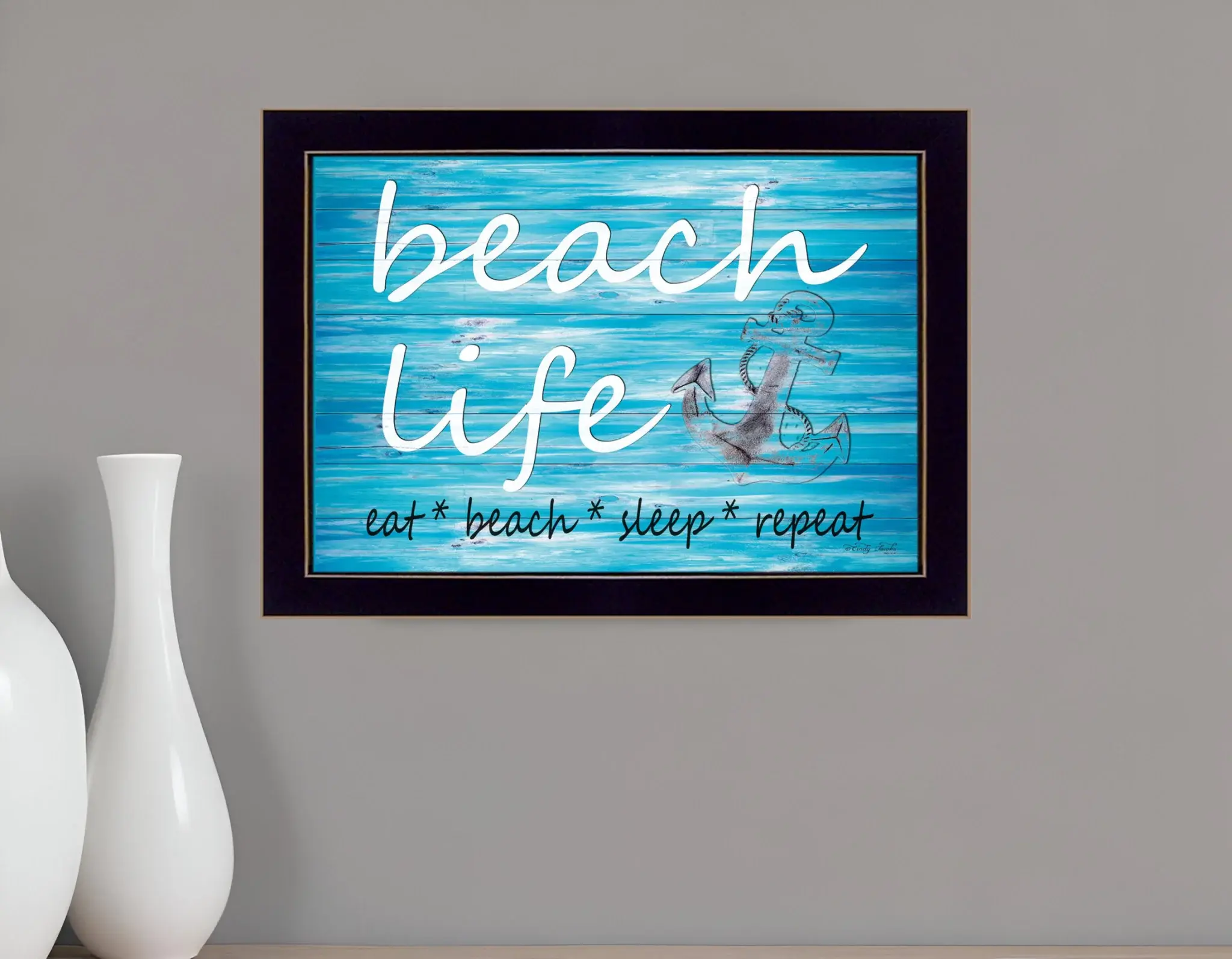 Beach Life 1 Black Framed Print Wall Art