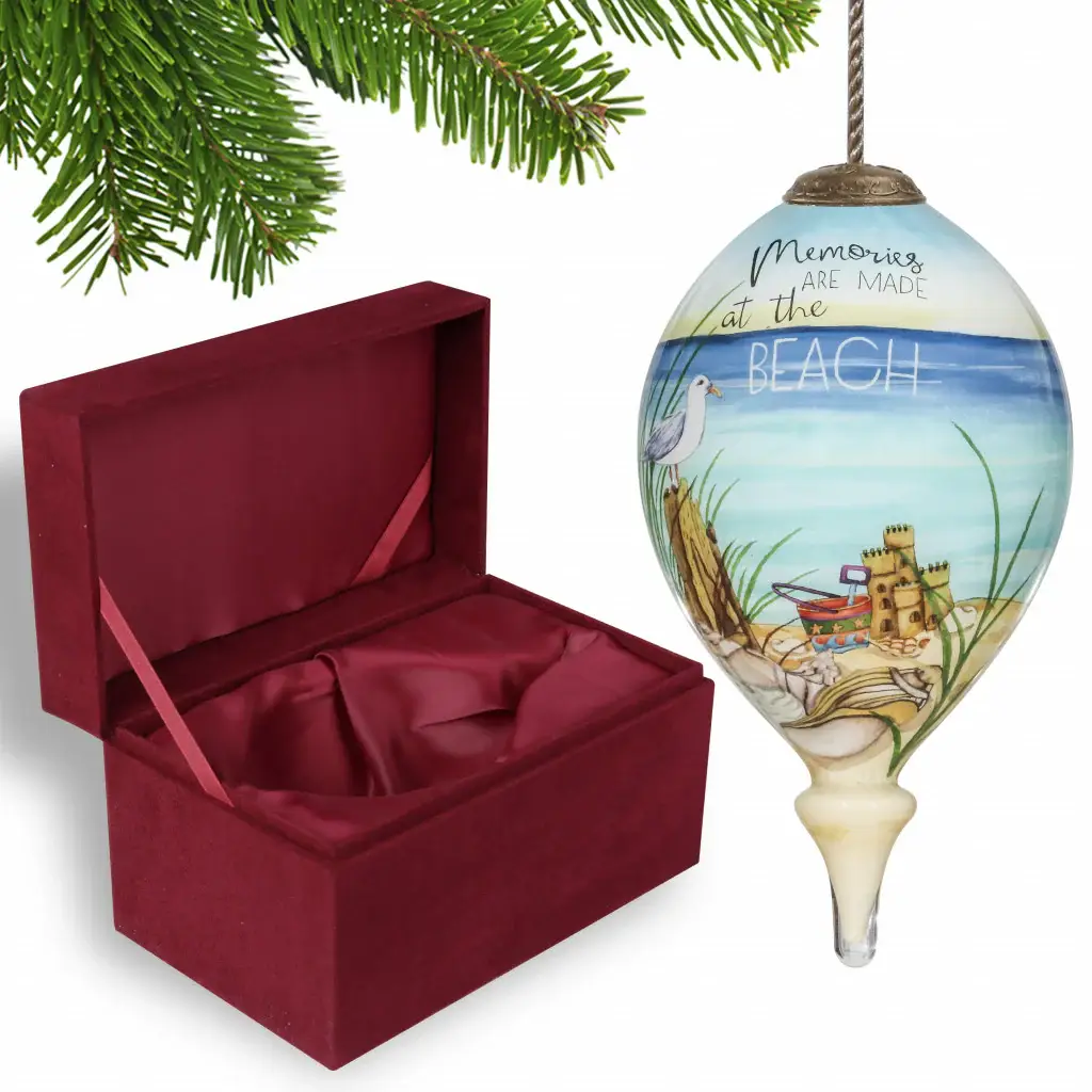 Beach Memories Hand Painted Mouth Blown Glass Ornament - Image 2