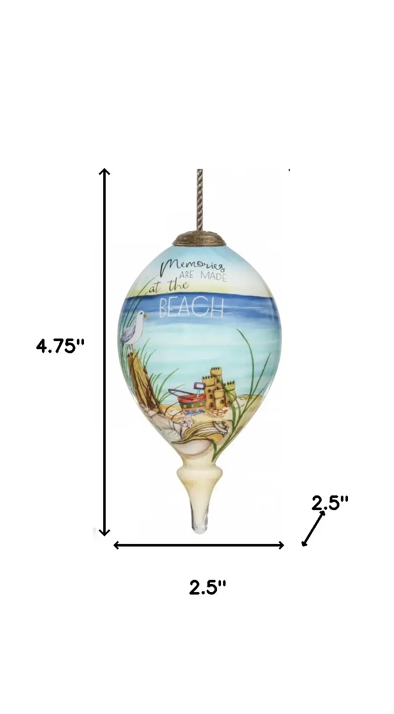 Beach Memories Hand Painted Mouth Blown Glass Ornament - Image 4