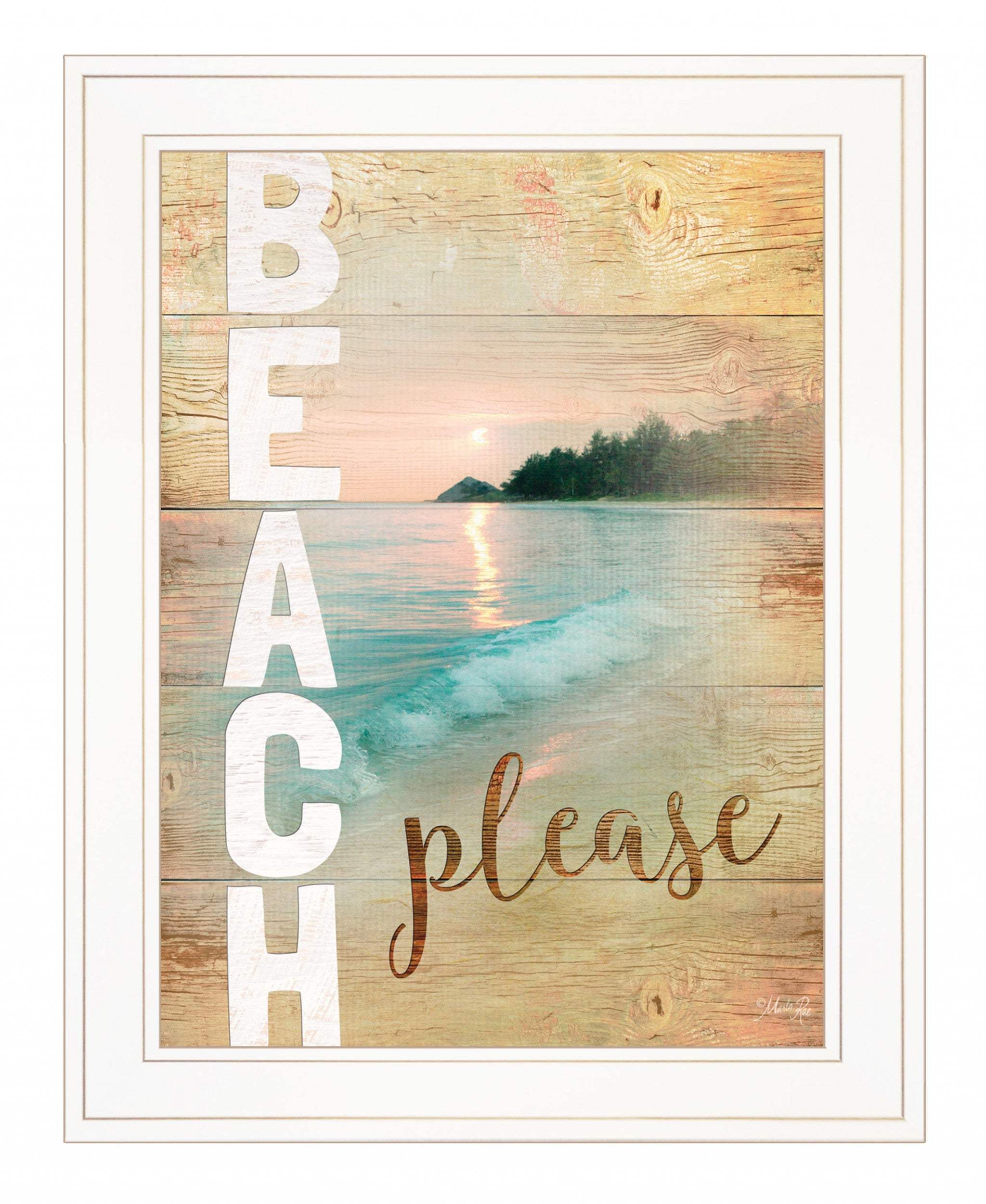 Beach Please 1 White Framed Print Wall Art - Image 2