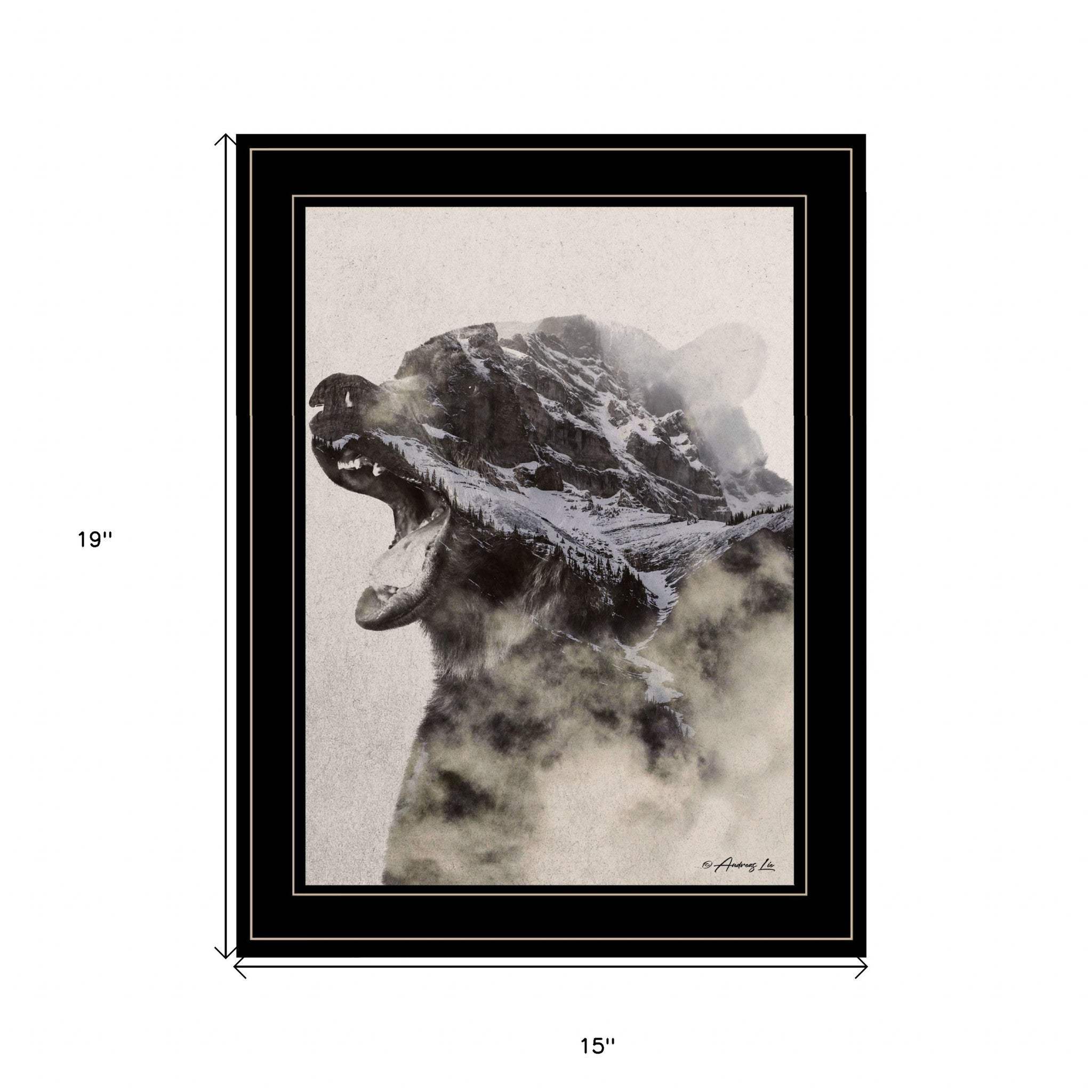 Bear Fog 2 Black Framed Print Wall Art - Image 5