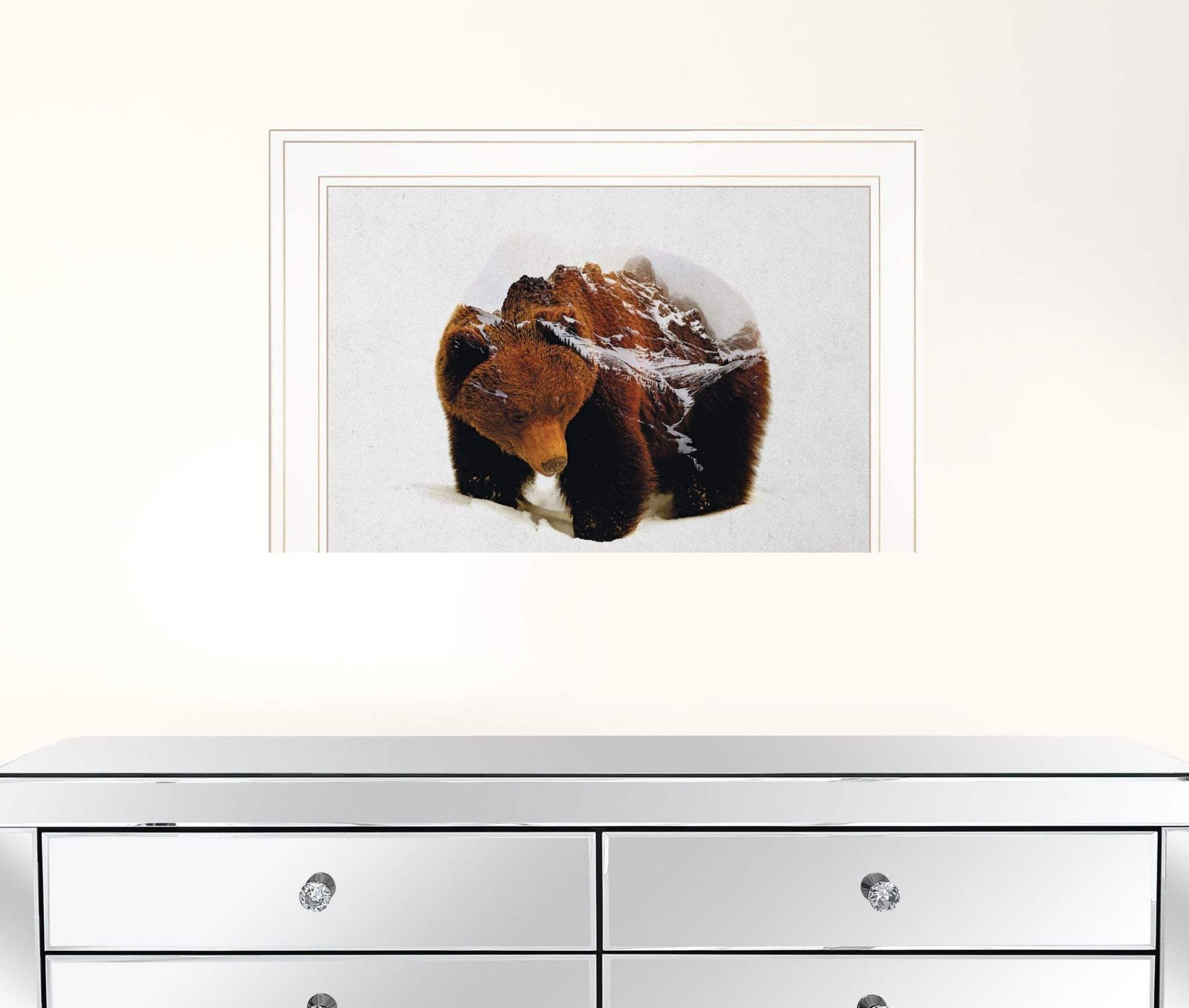 Bear in the Mountains 1 White Framed Print Wall Art - Image 2