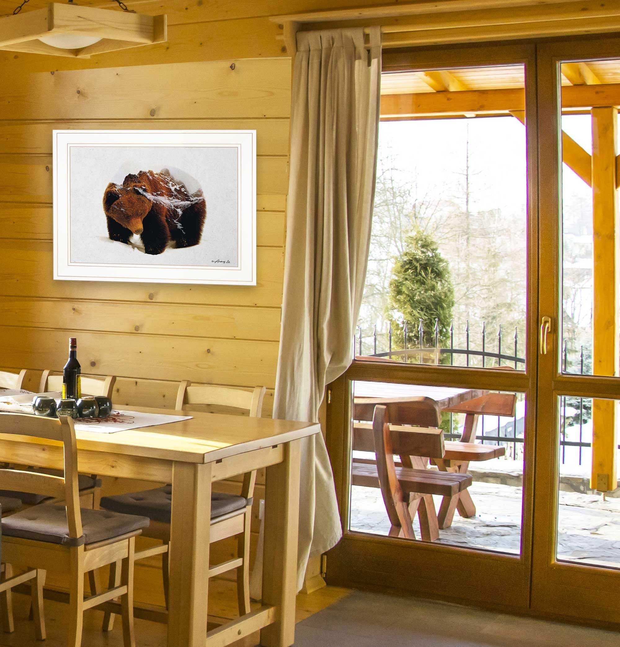 Bear in the Mountains 1 White Framed Print Wall Art - Image 4