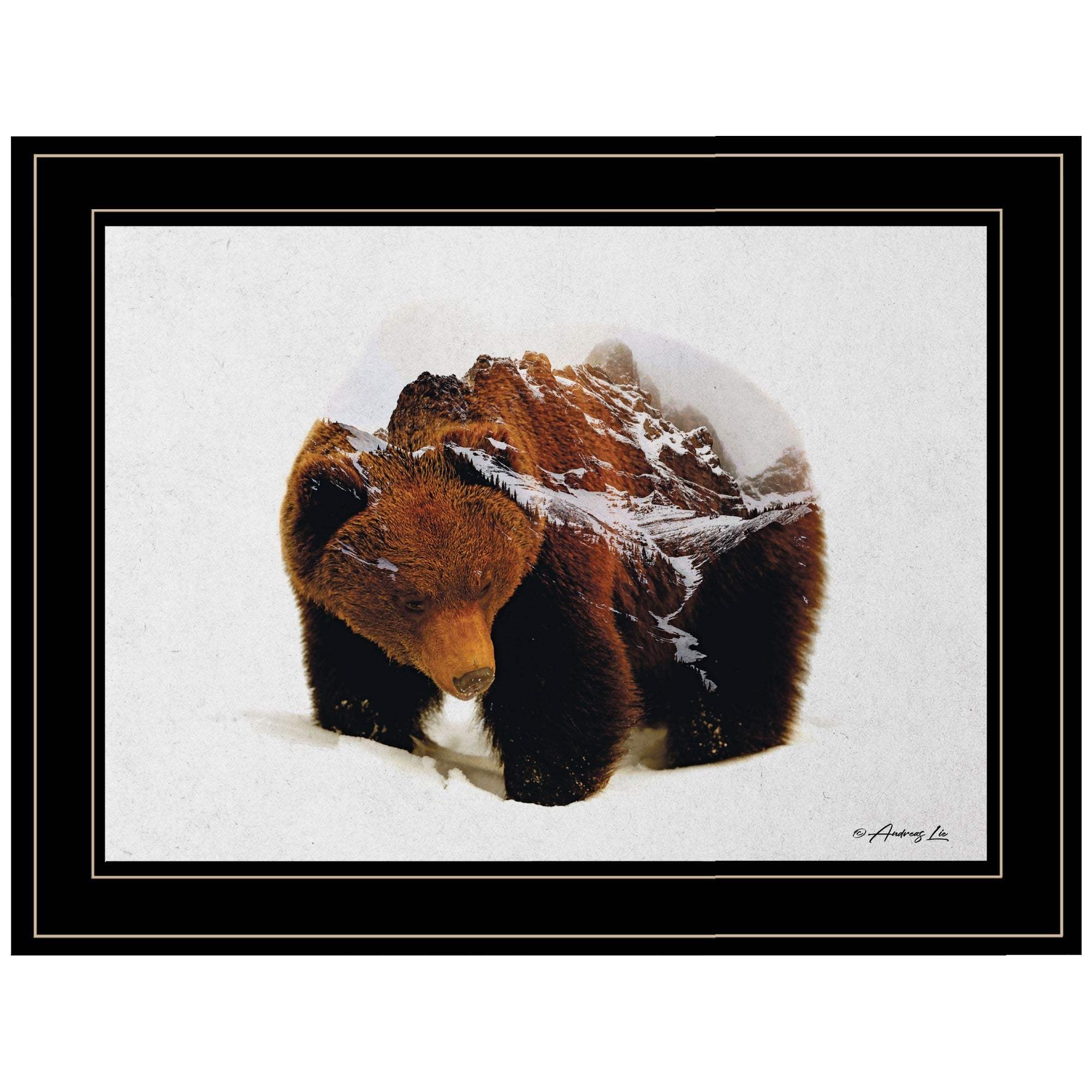 Bear in the Mountains 2 Black Framed Print Wall Art - Image 2