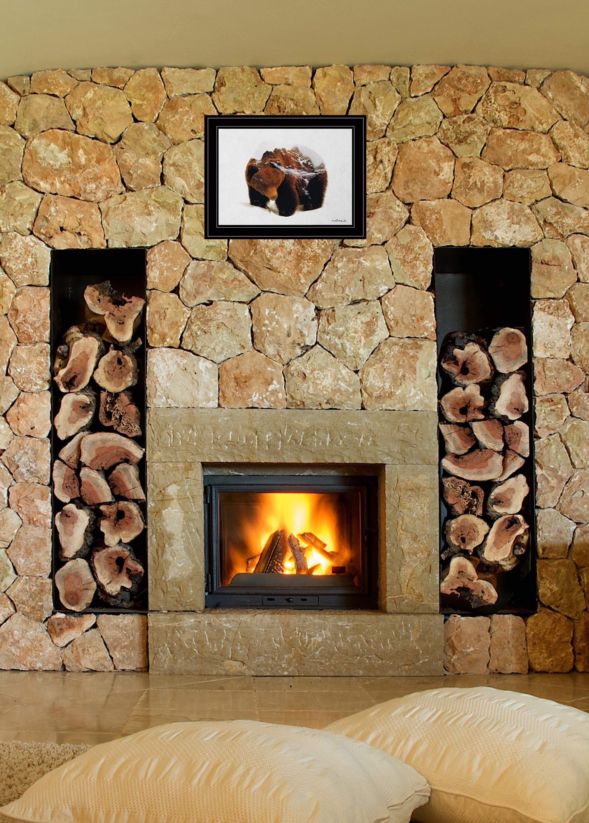 Bear in the Mountains 2 Black Framed Print Wall Art - Image 4