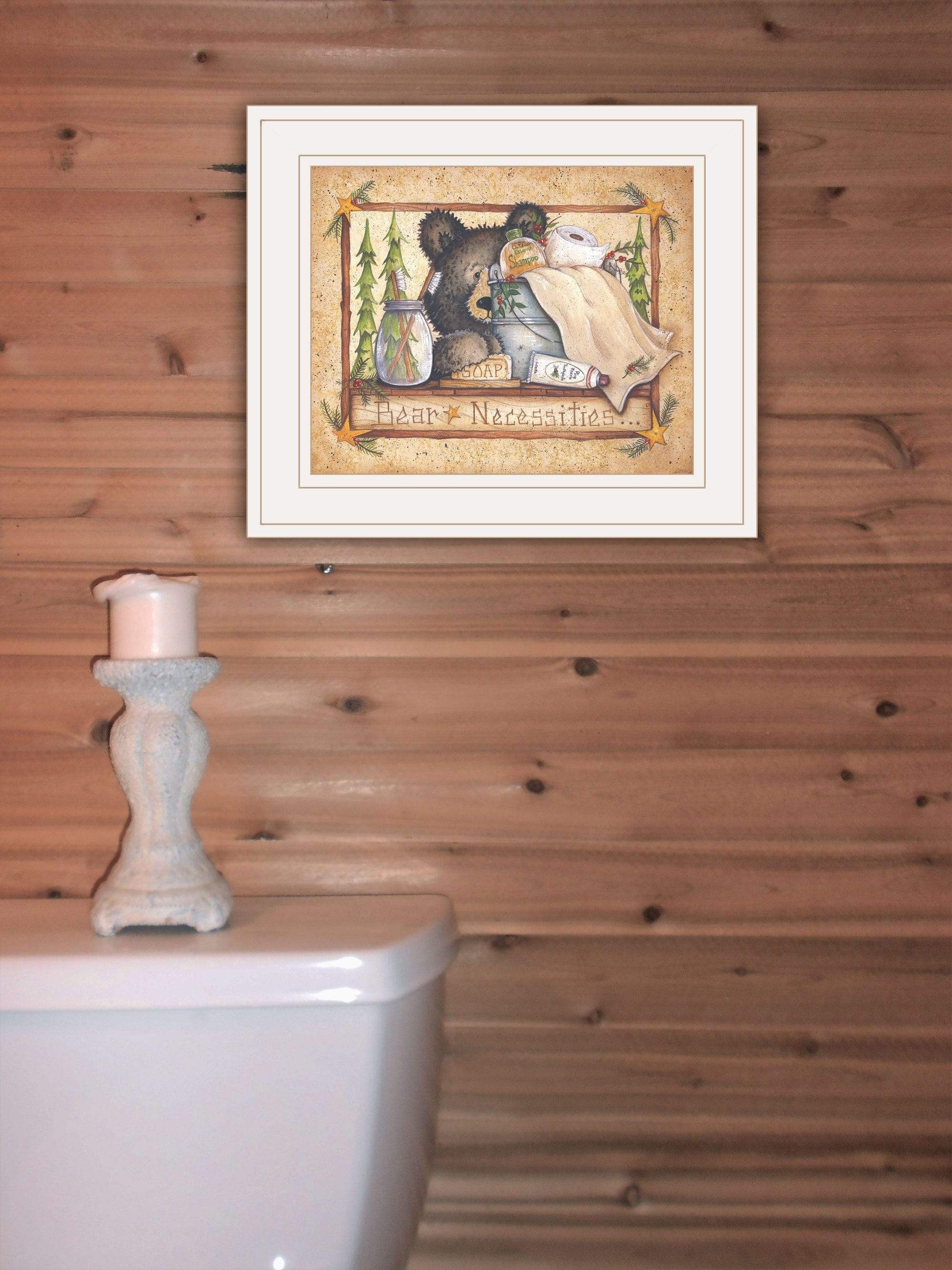 Bear Necessities 1 White Framed Print Bathroom Wall Art - Image 4