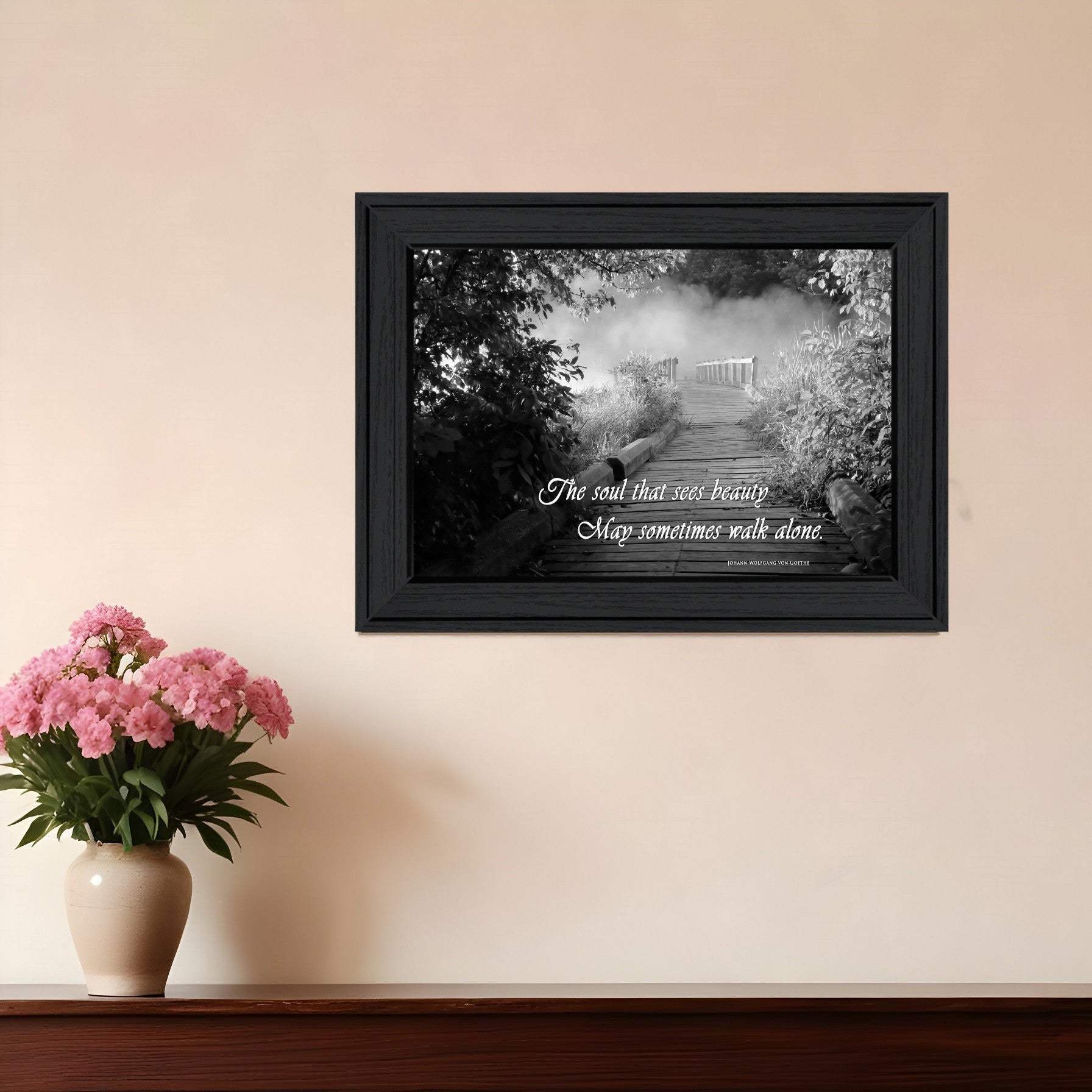 Beauty Grayscale 1 Black Framed Print Wall Art - Image 2
