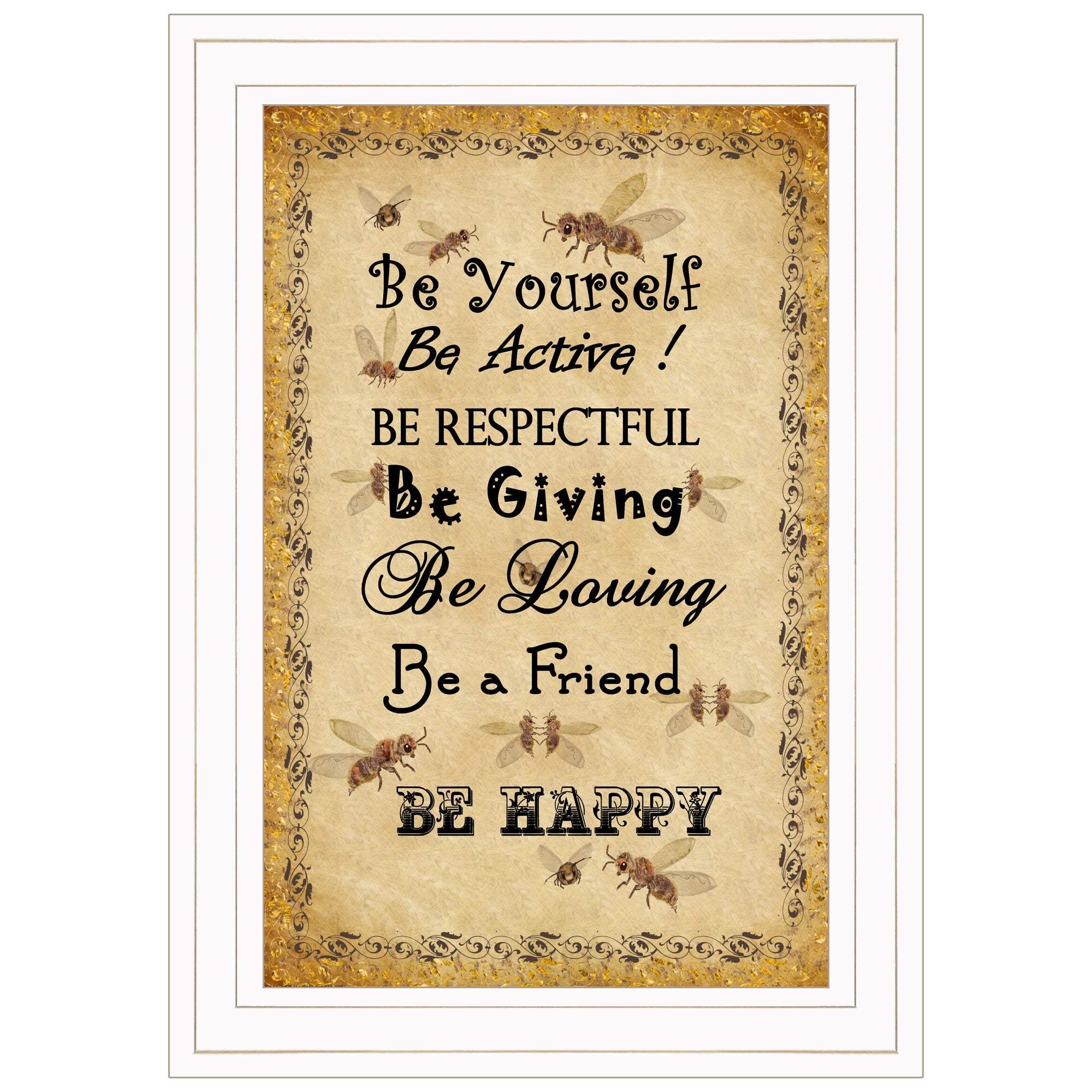 BEE HAPPY White Framed Print Wall Art - Image 2