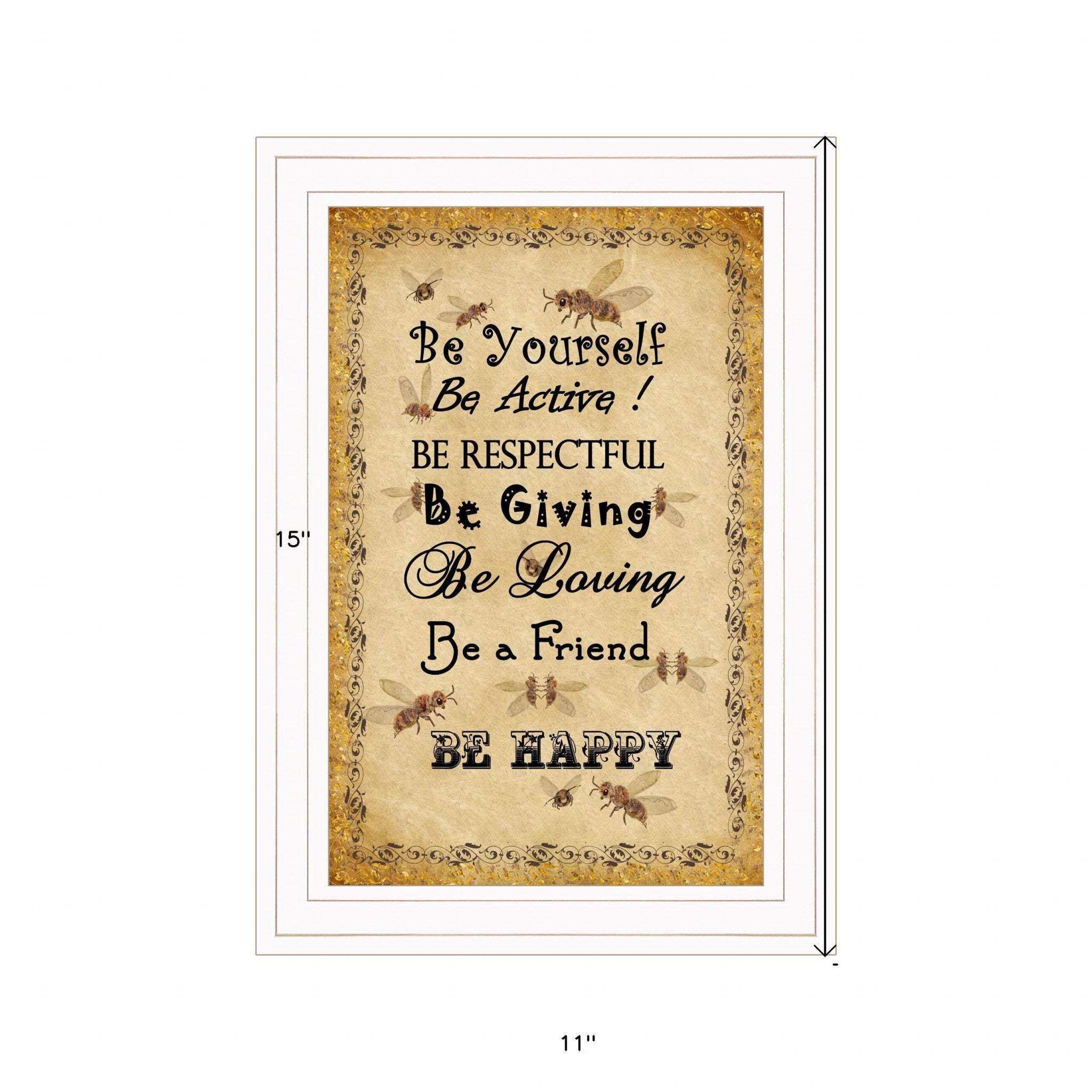 BEE HAPPY White Framed Print Wall Art - Image 5