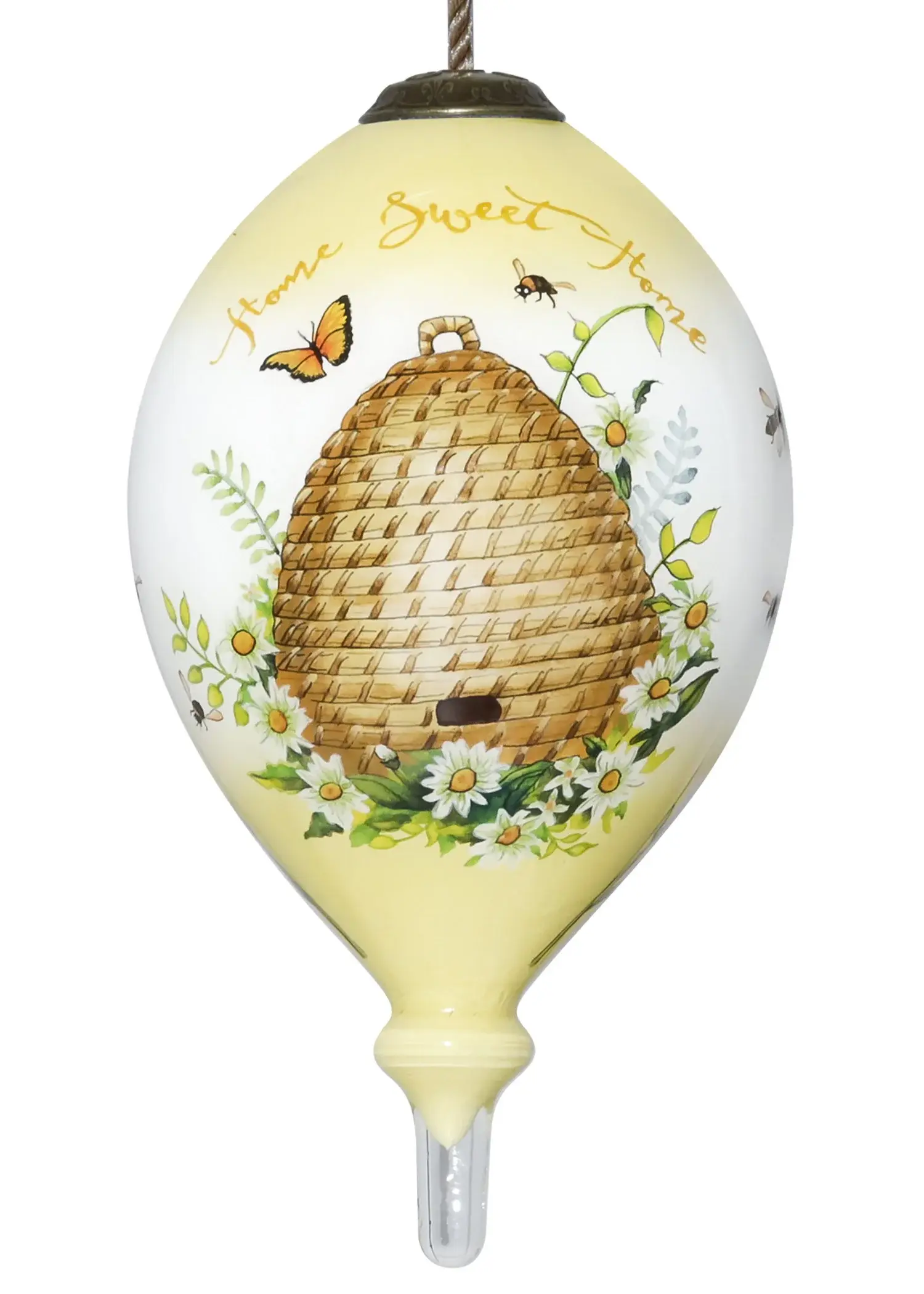 Beehive Home Sweet Home Hand Painted Mouth Blown Glass Ornament - Image 2
