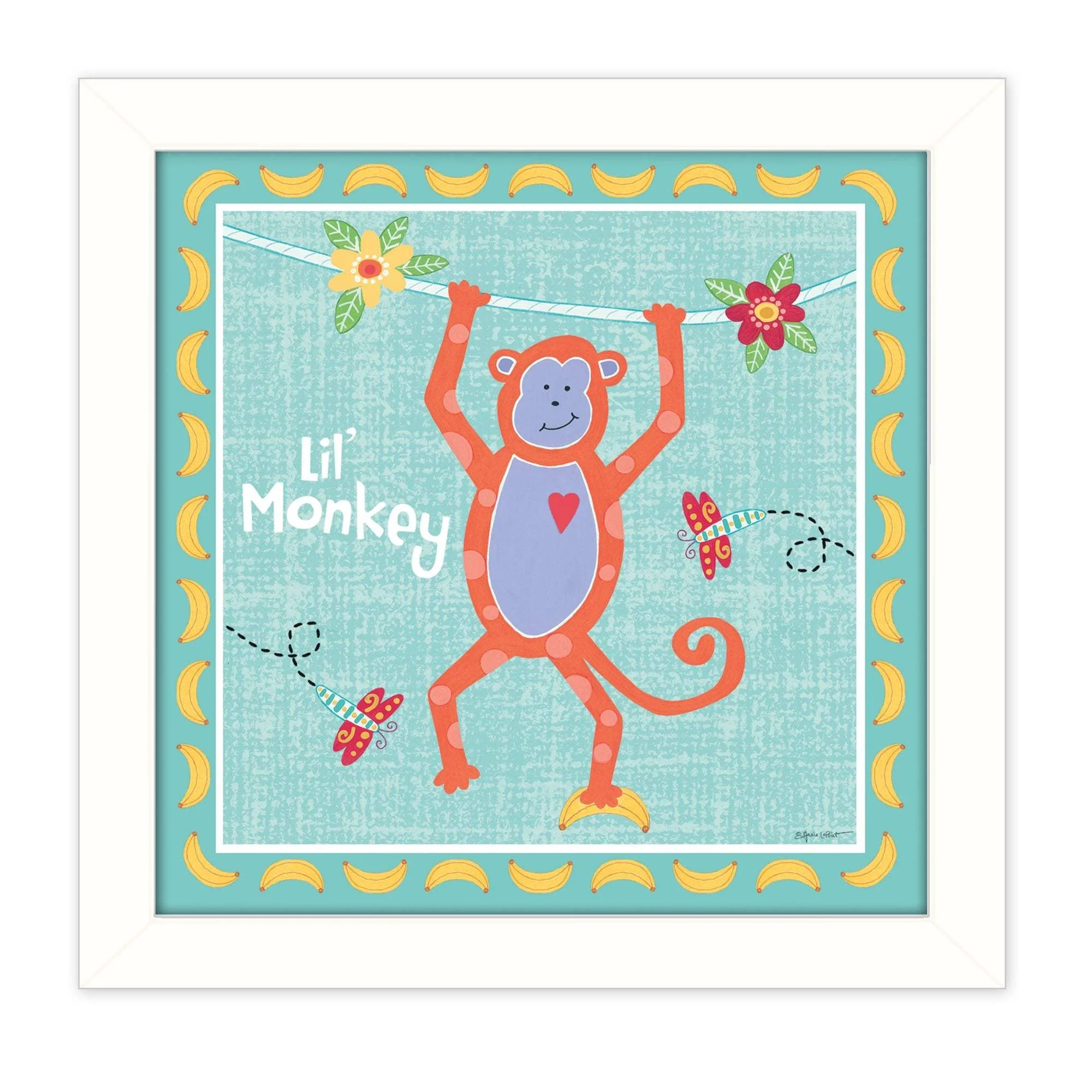 Beetle and Bob Baby Monkey White Framed Print Wall Art - Image 2