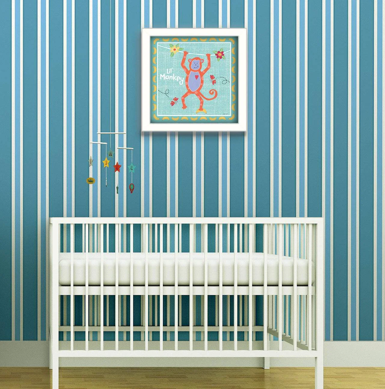 Beetle and Bob Baby Monkey White Framed Print Wall Art - Image 3