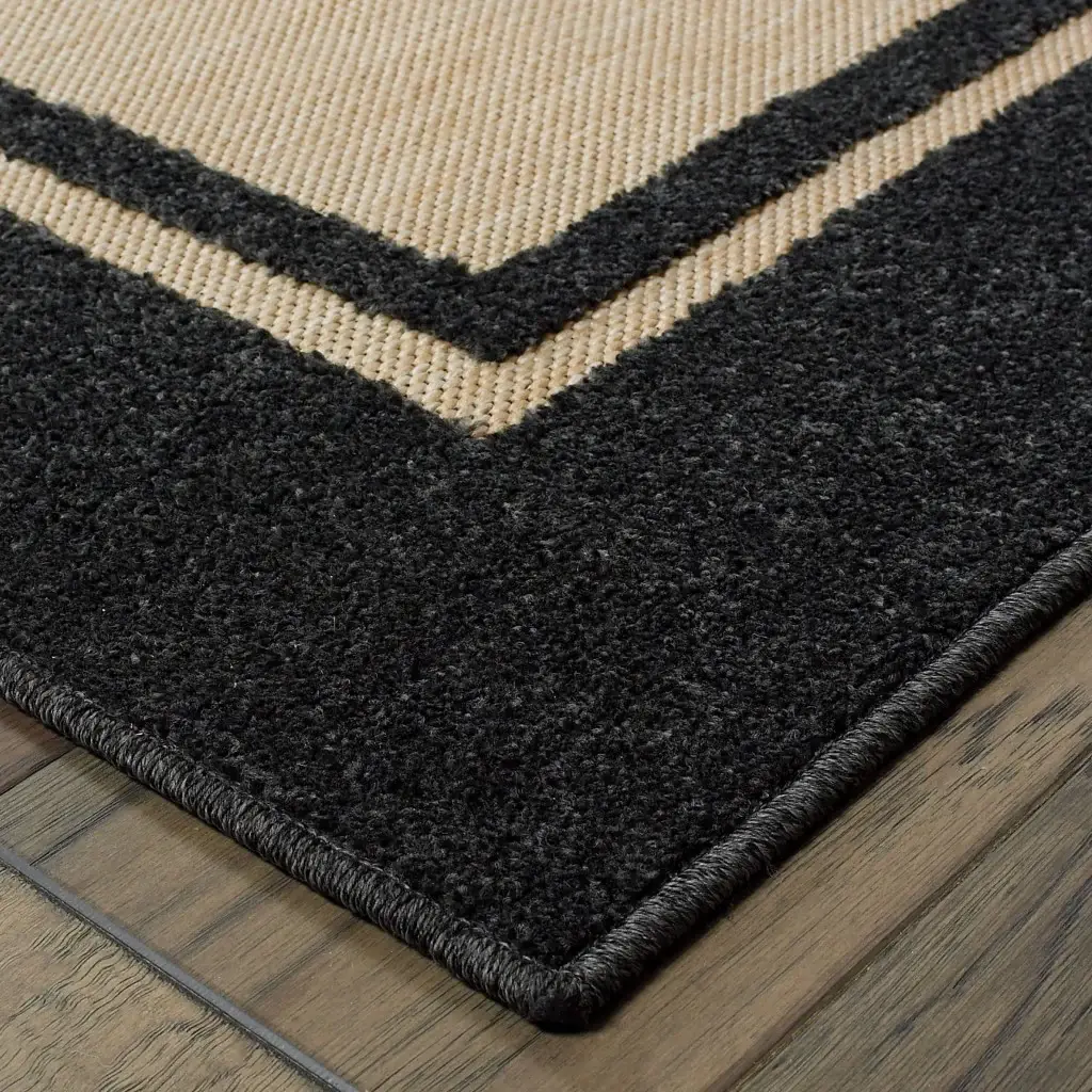 Beige and Black Indoor Outdoor Area Rug - Image 3