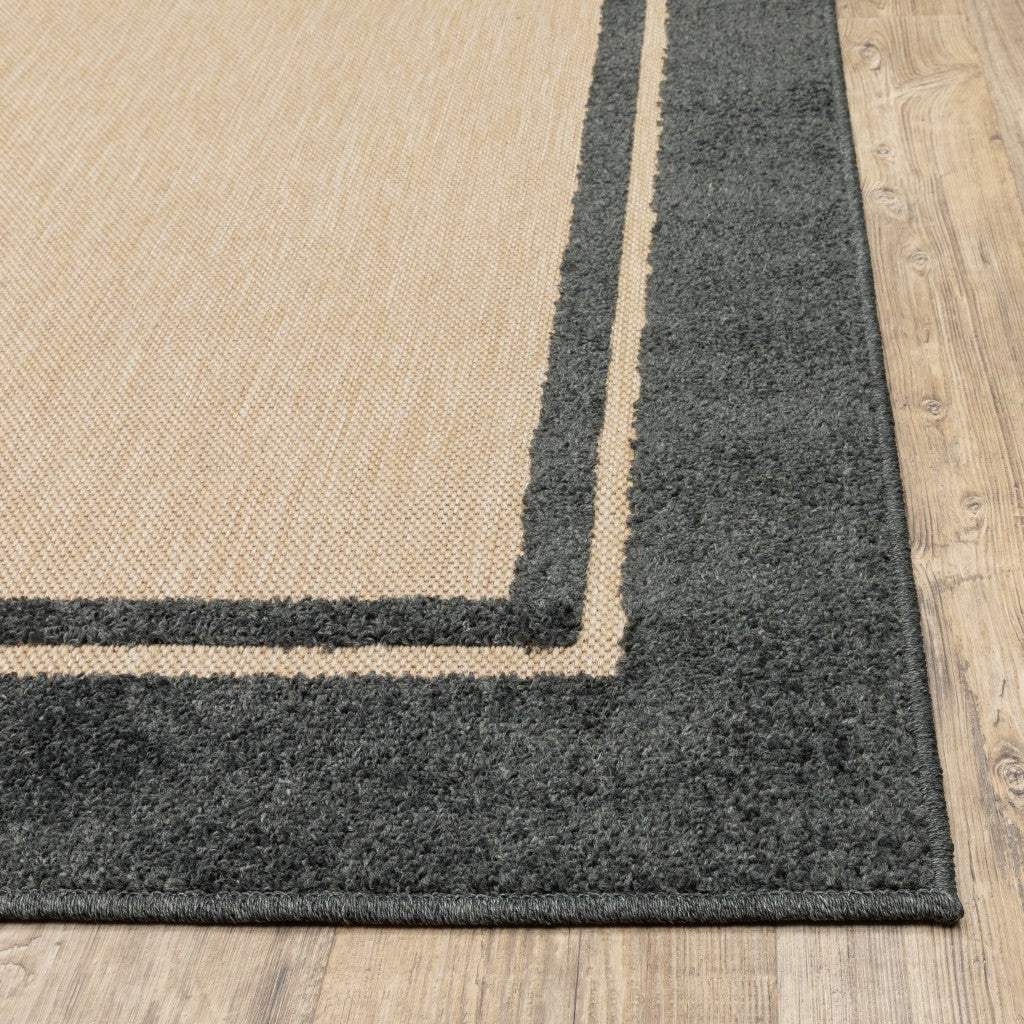 Beige and Black Indoor Outdoor Area Rug - Image 4