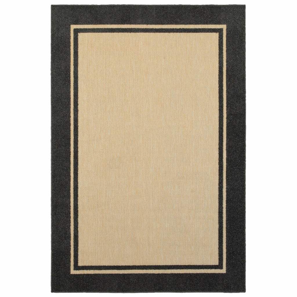 Beige and Black Indoor Outdoor Area Rug